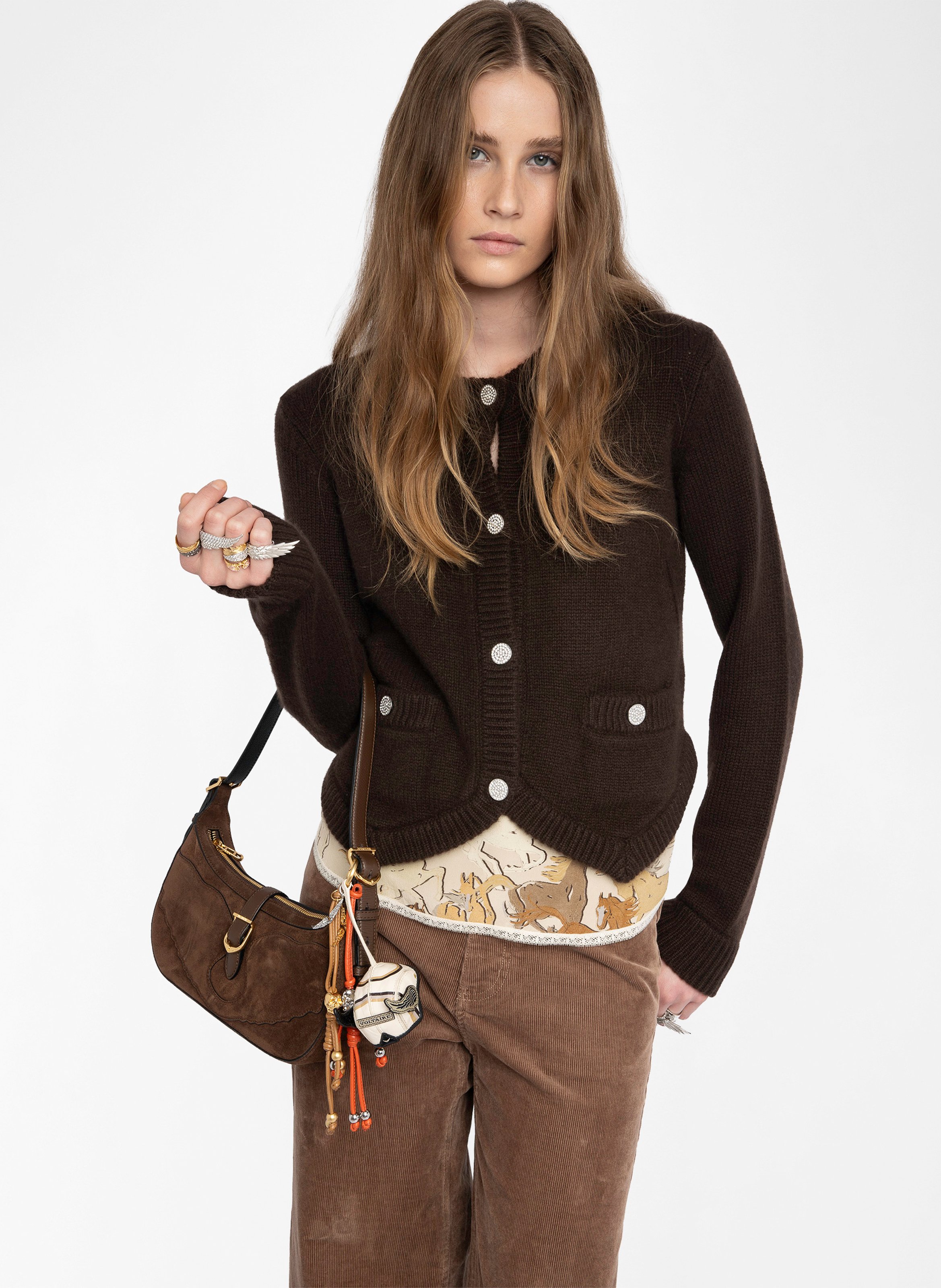 Gilet col rond en cachemire westia ZADIG&VOLTAIRE Marron