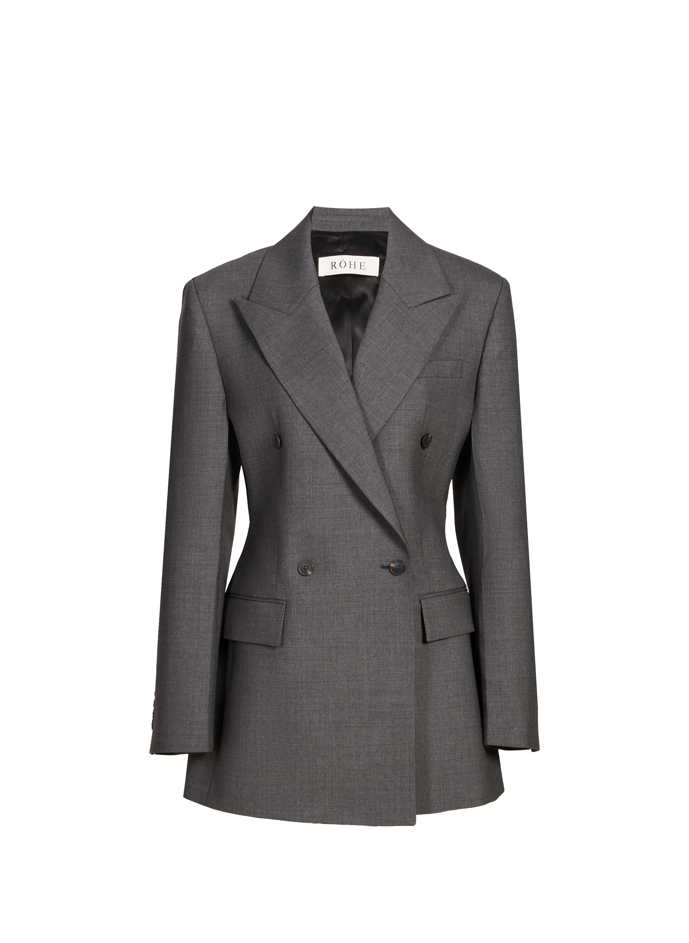 Veste cintrée col tailleur en laine vierge mélangée ROHE FRAMES Gris