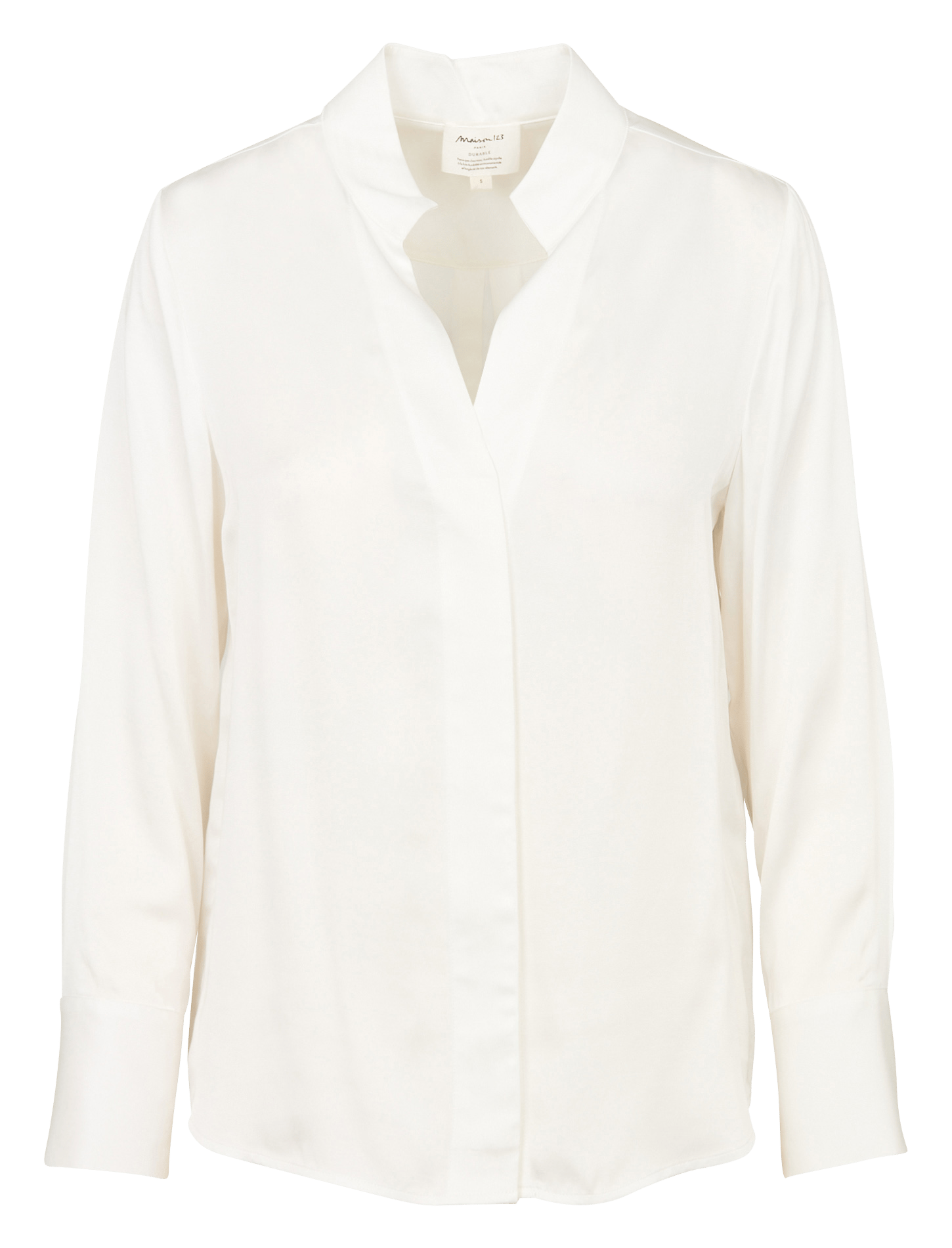 Blouse fluide satinée à col tunisien basile MAISON 123 Blanc