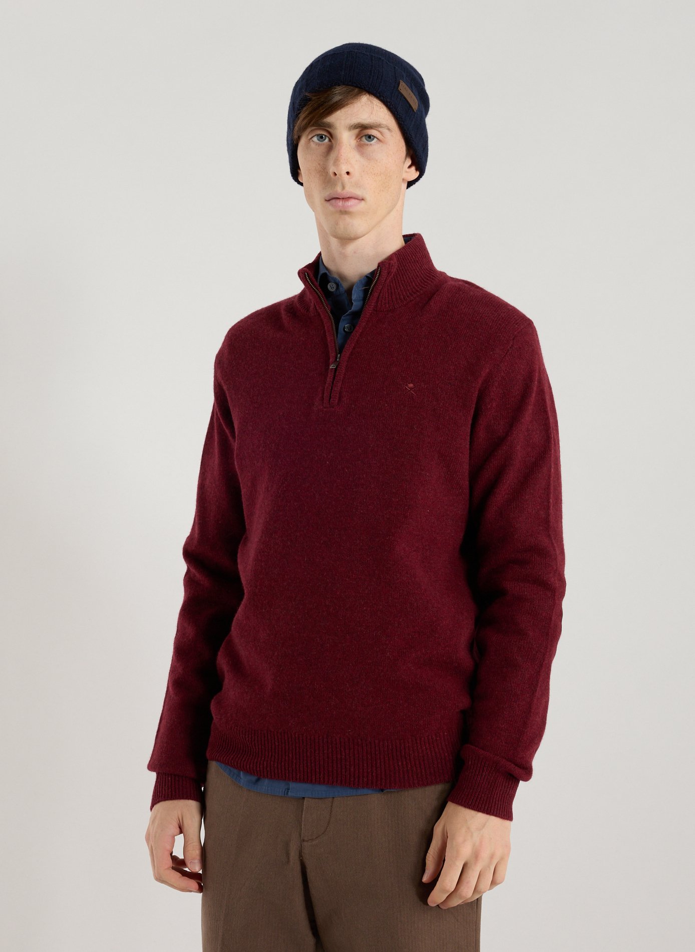 HACKETT Pull à col montant en laine  Rouge