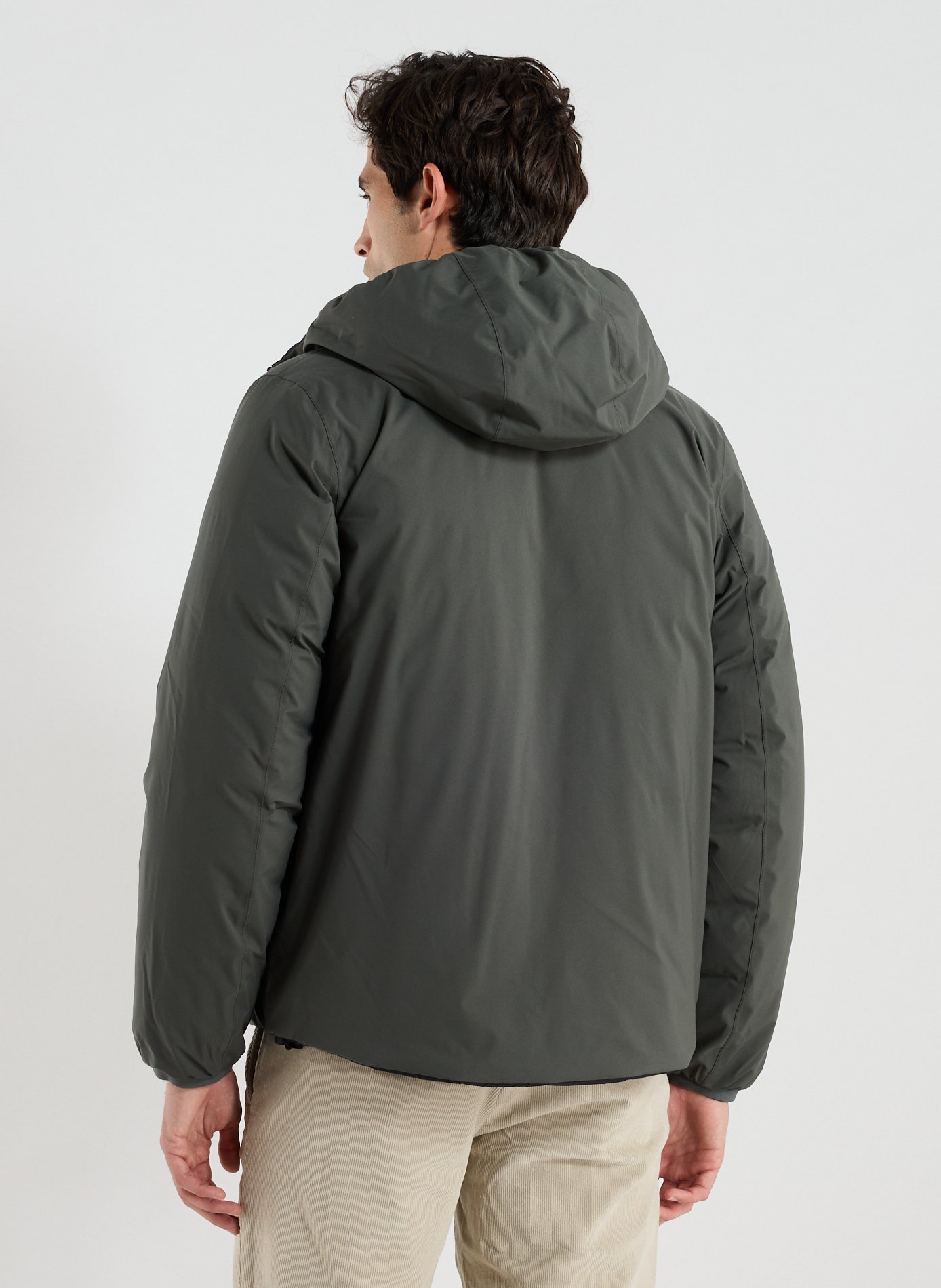 Reversible hooded puffer jacket K-WAY Khaki