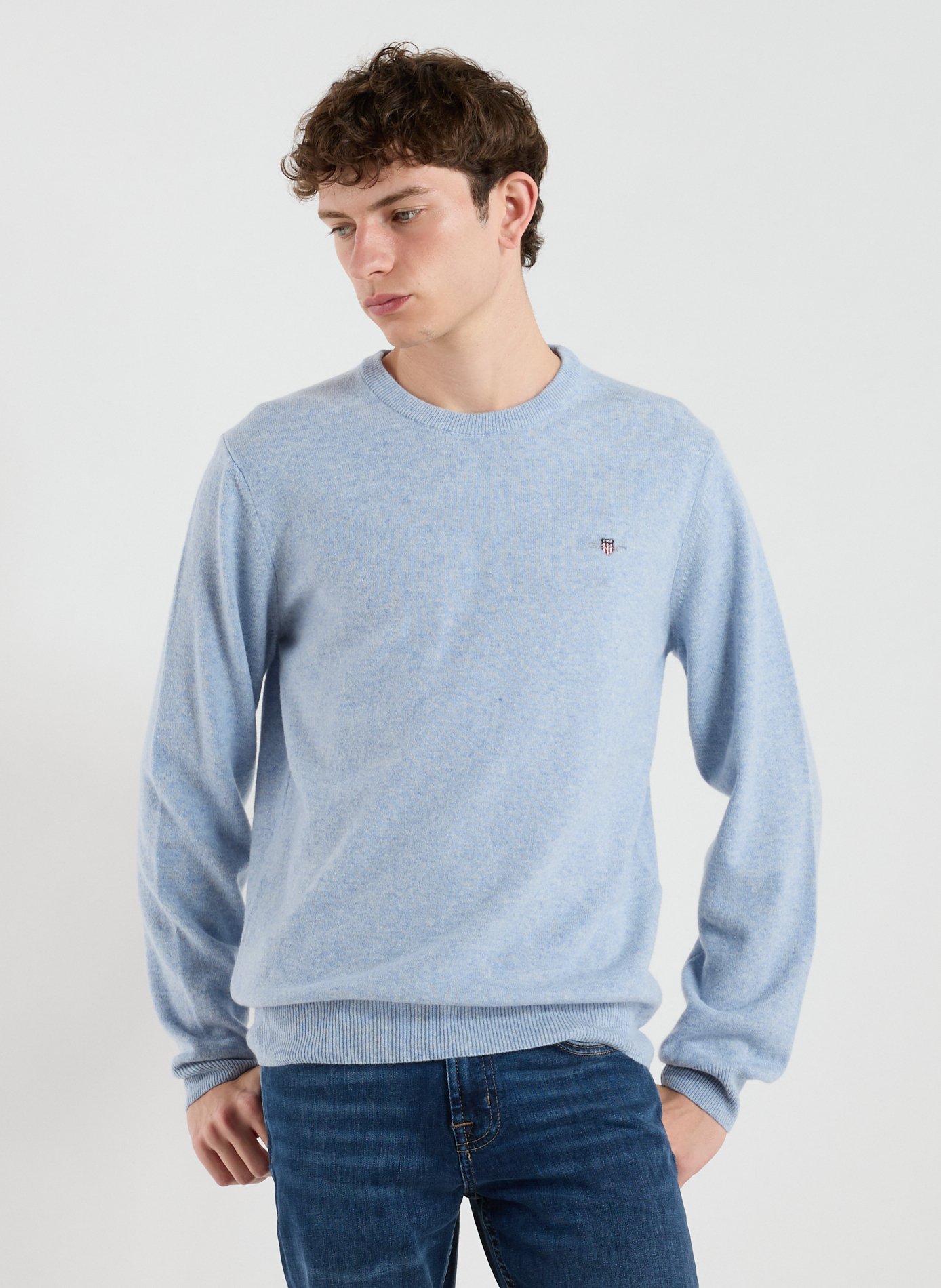 GANT Pull col rond en laine Bleu