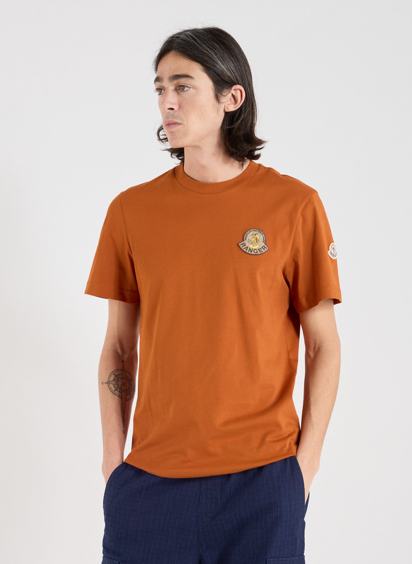 MONCLER Cotton round-neck T-shirt Orange
