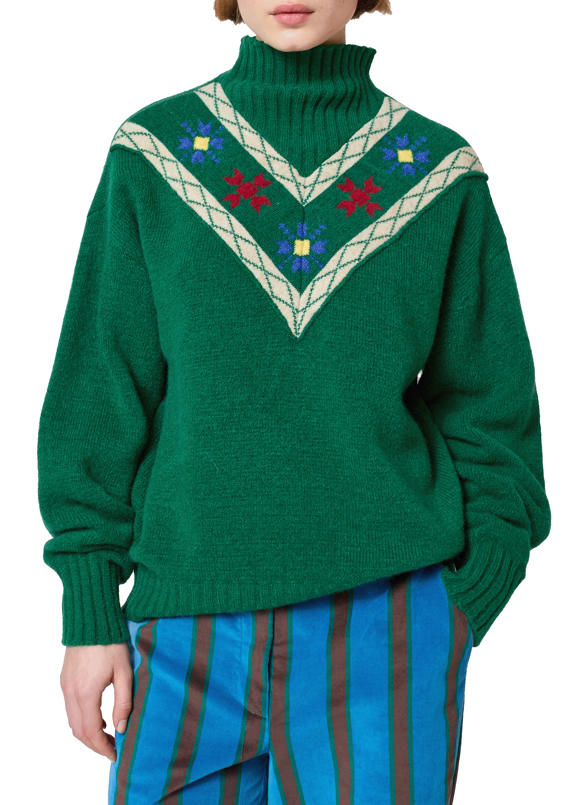 BOBO CHOSES Pull col montant imprimé en coton mélangé Multicolore