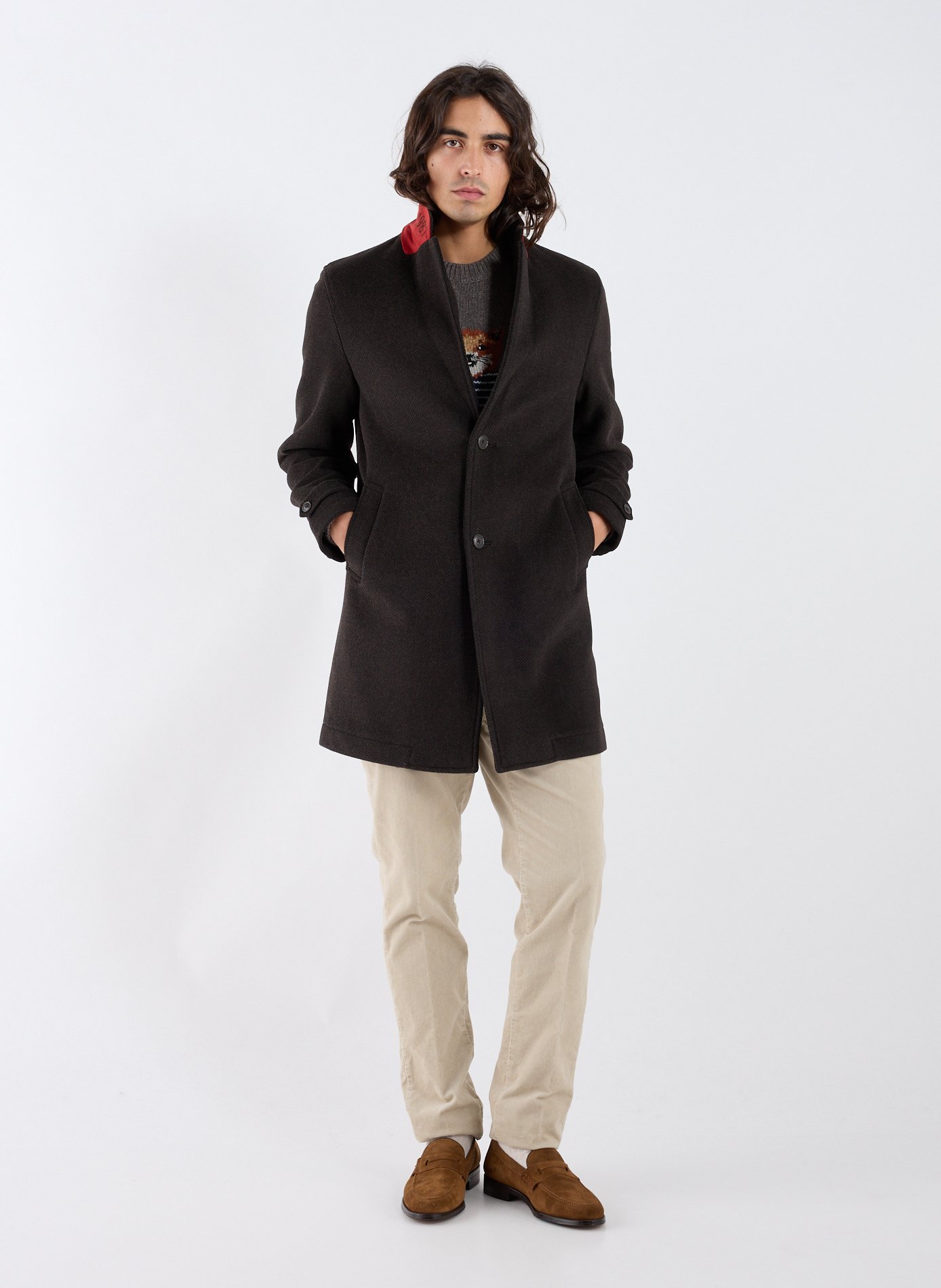 Long wool-blend coat LA MARTINA Multicolour
