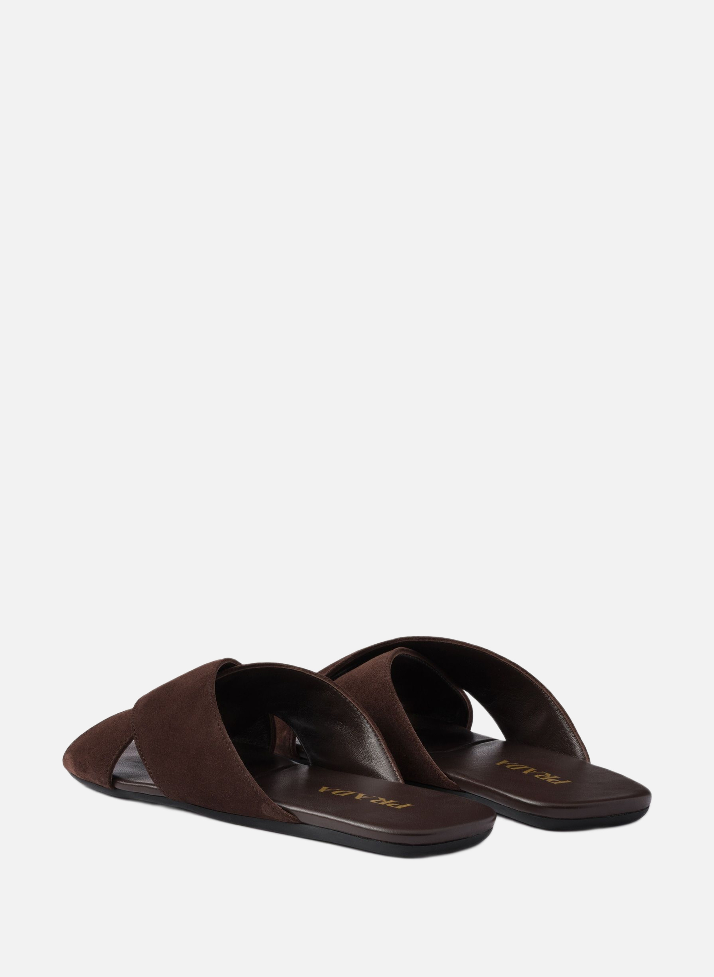 Mules en veau velours PRADA Marron