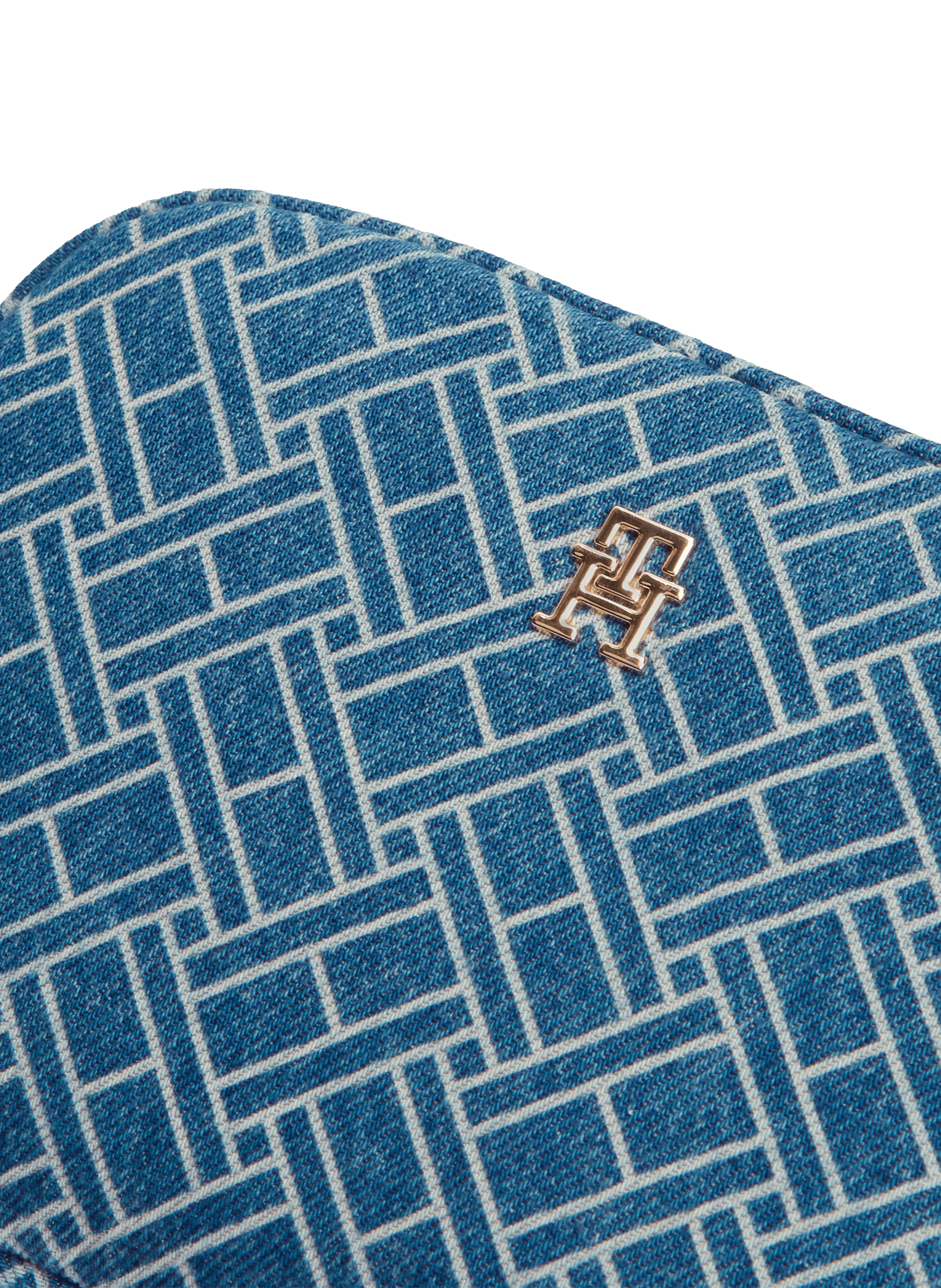 Sac à bandoulière à imprimé monogramme en coton TOMMY HILFIGER Bleu