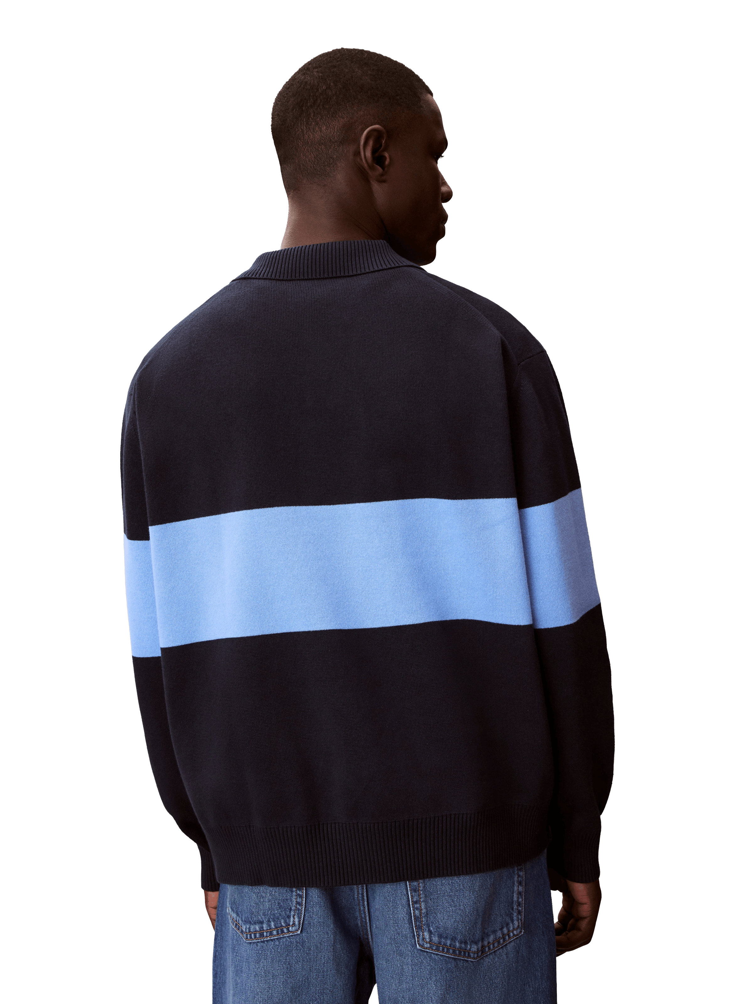 Cotton polo neck sweater CALVIN KLEIN Blue