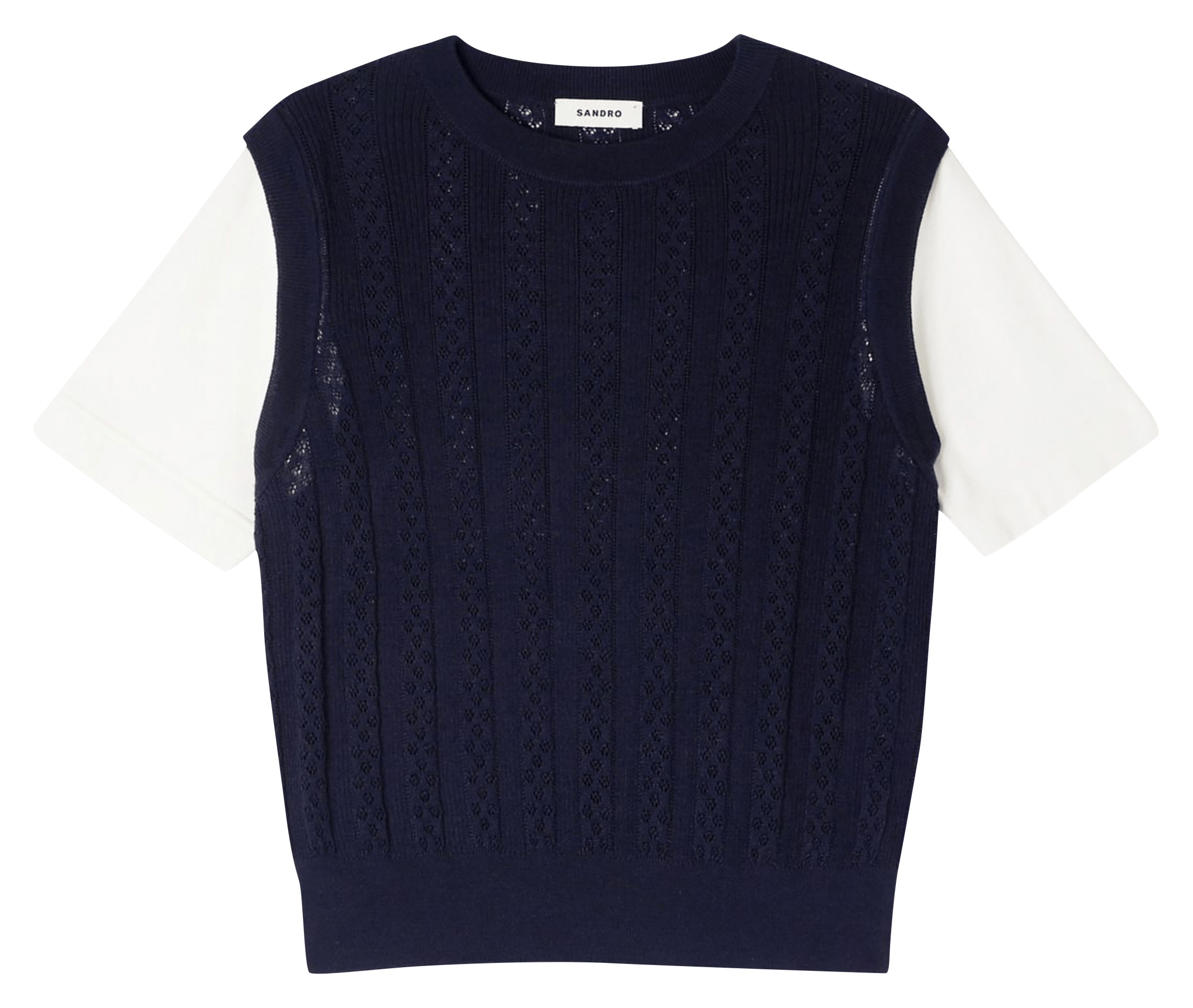 Pull col rond en laine SANDRO Bleu