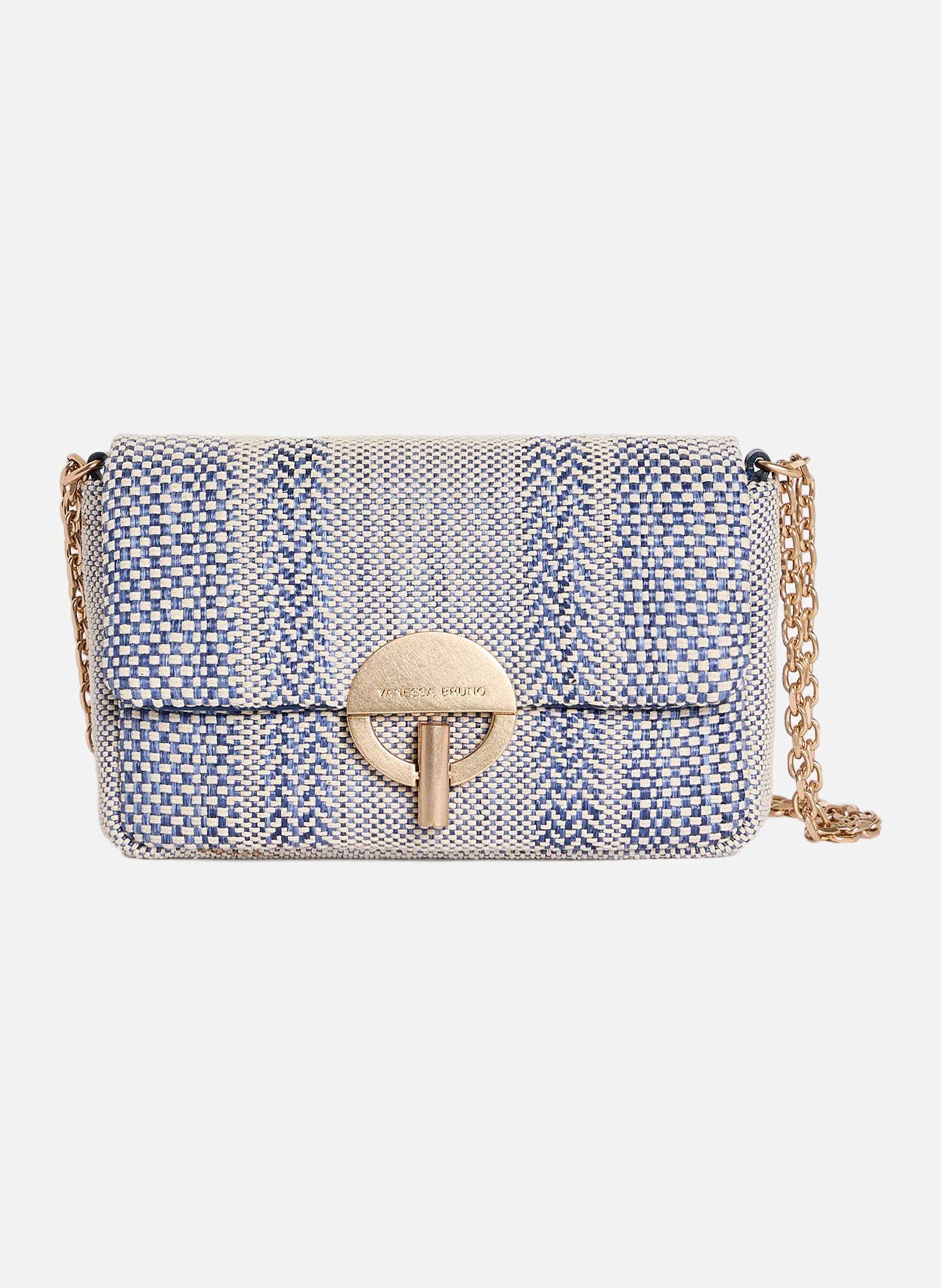 Moyen sac moon en cuir tressé VANESSA BRUNO Bleu