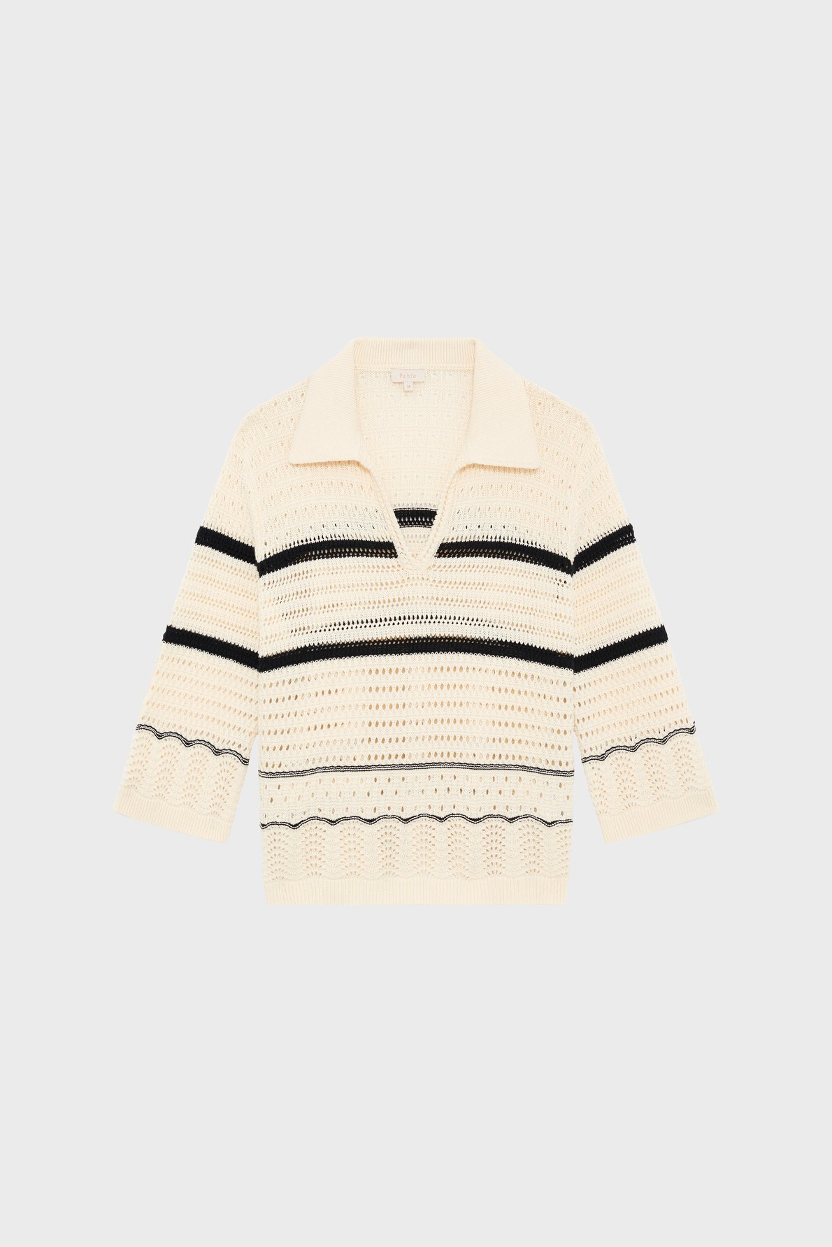 Polo en crochet rayé - leontine PABLO Beige