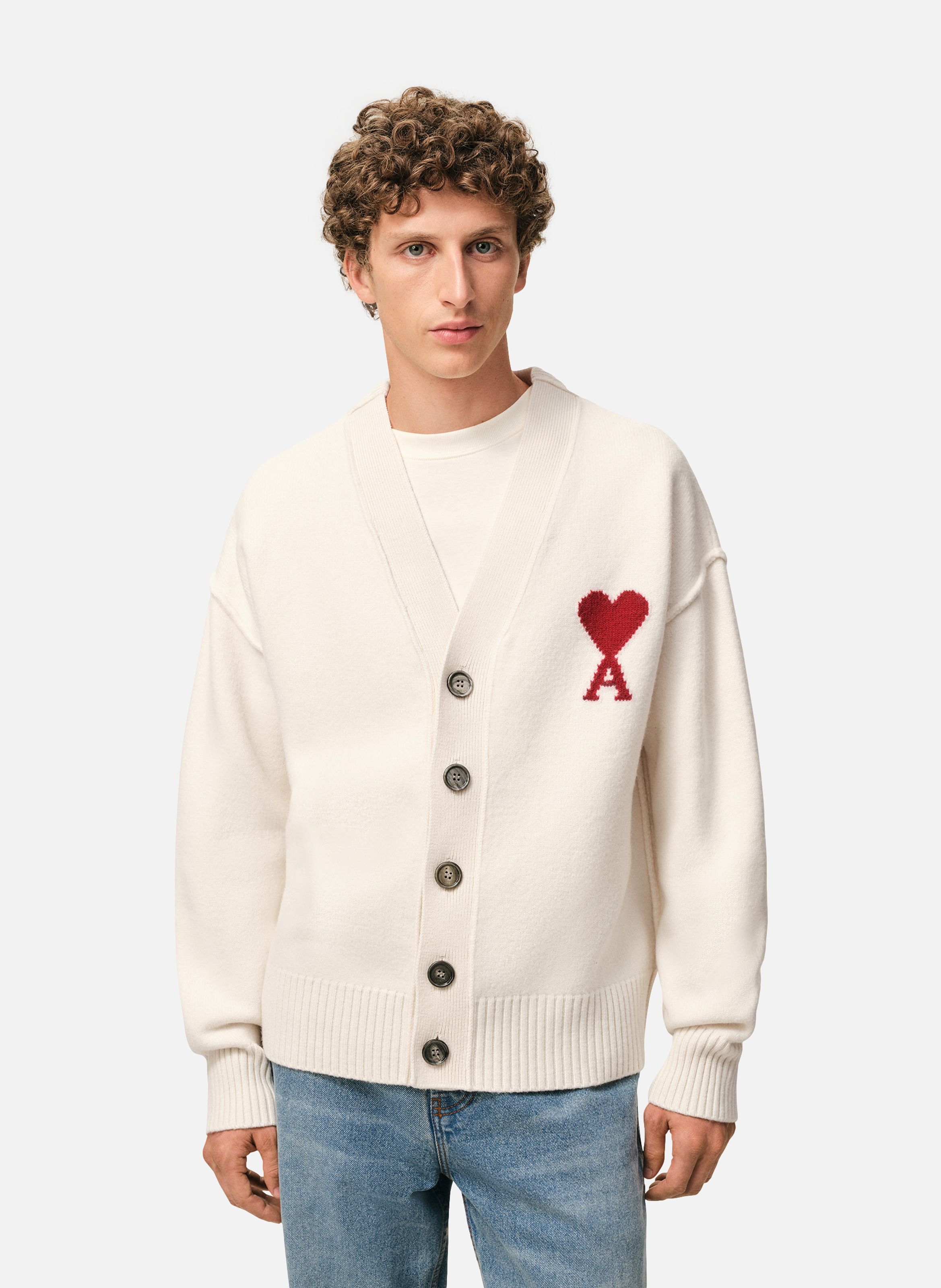 Cardigan Ami De Coeur En Laine unisexe AMI PARIS Blanc