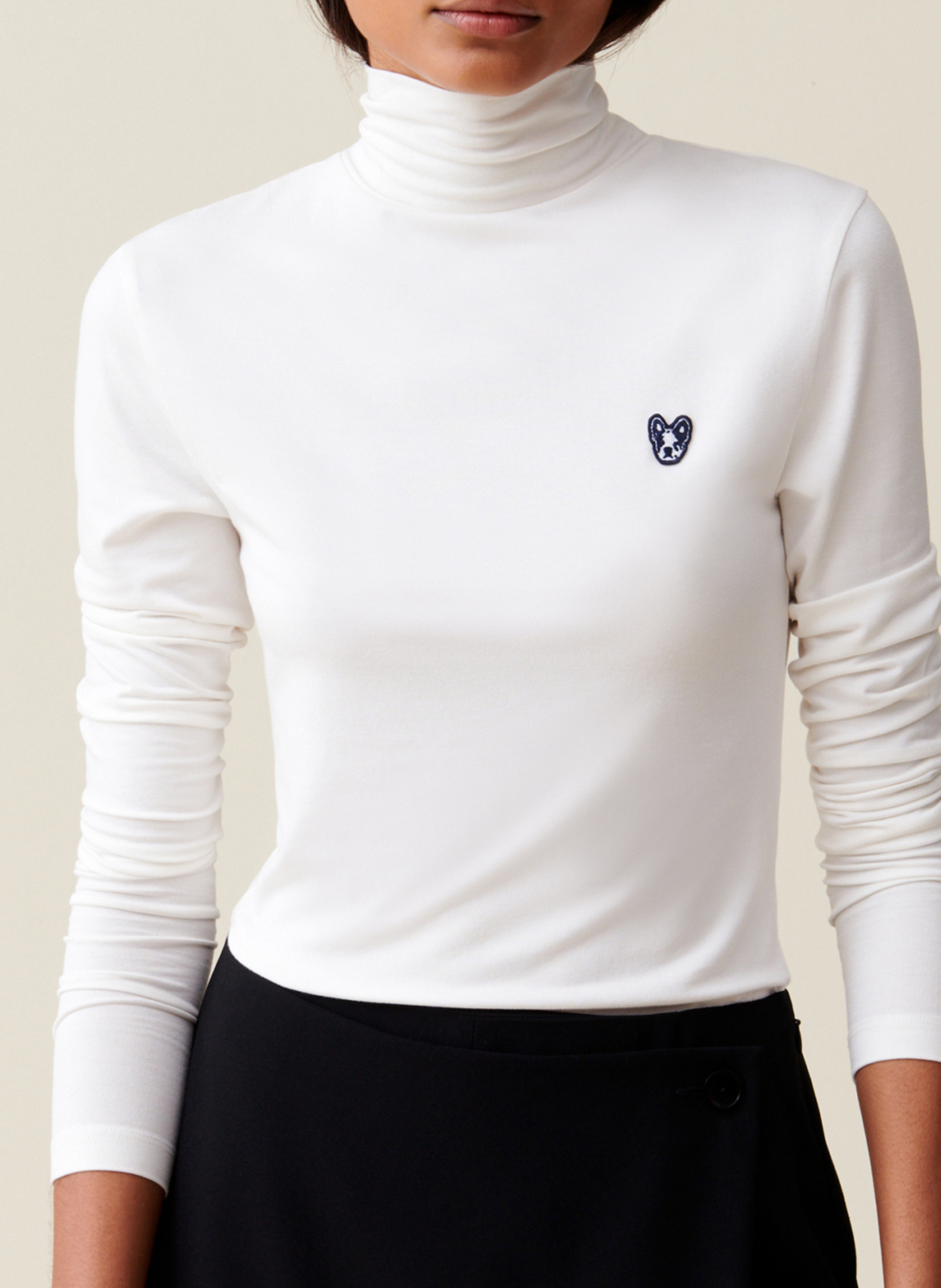 Top manches longues col cheminé CLAUDIE PIERLOT Beige