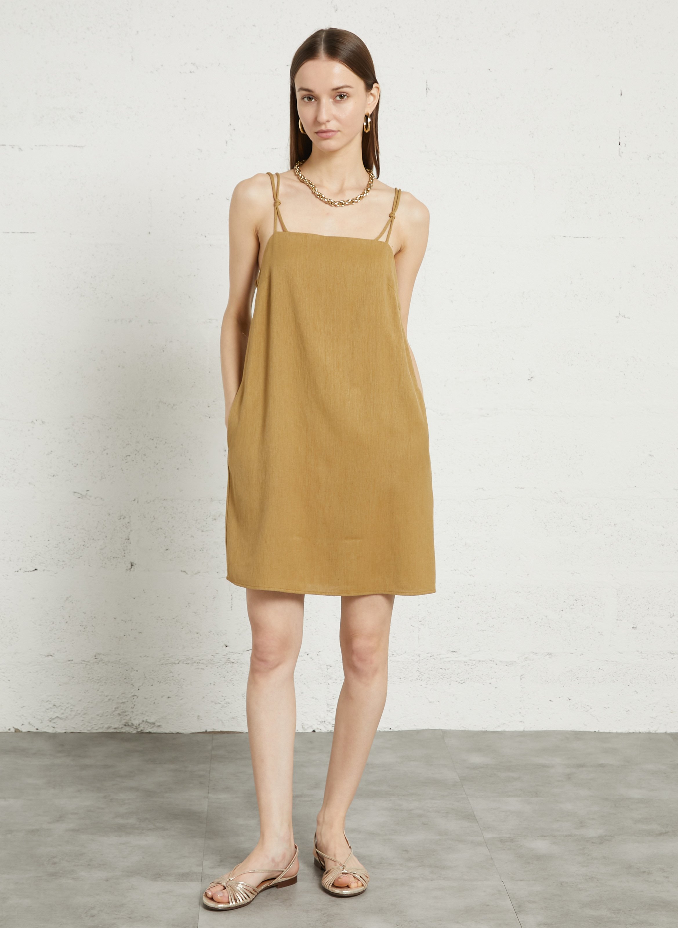 Sandales en cuir pailleté sun MAISON 123 Doré