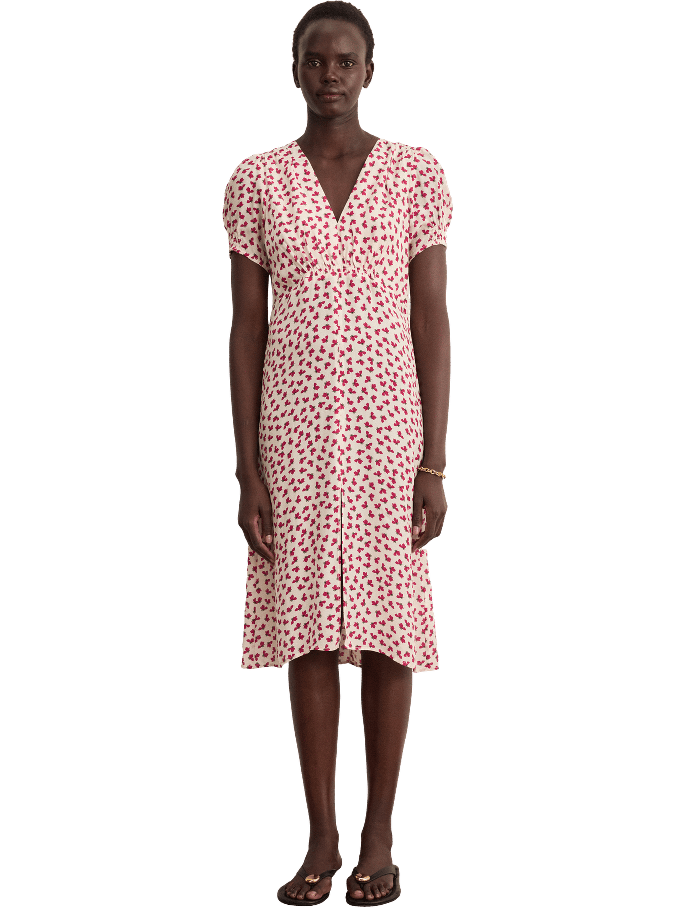 Robe cintrée à fleurs - audrey PABLO Beige