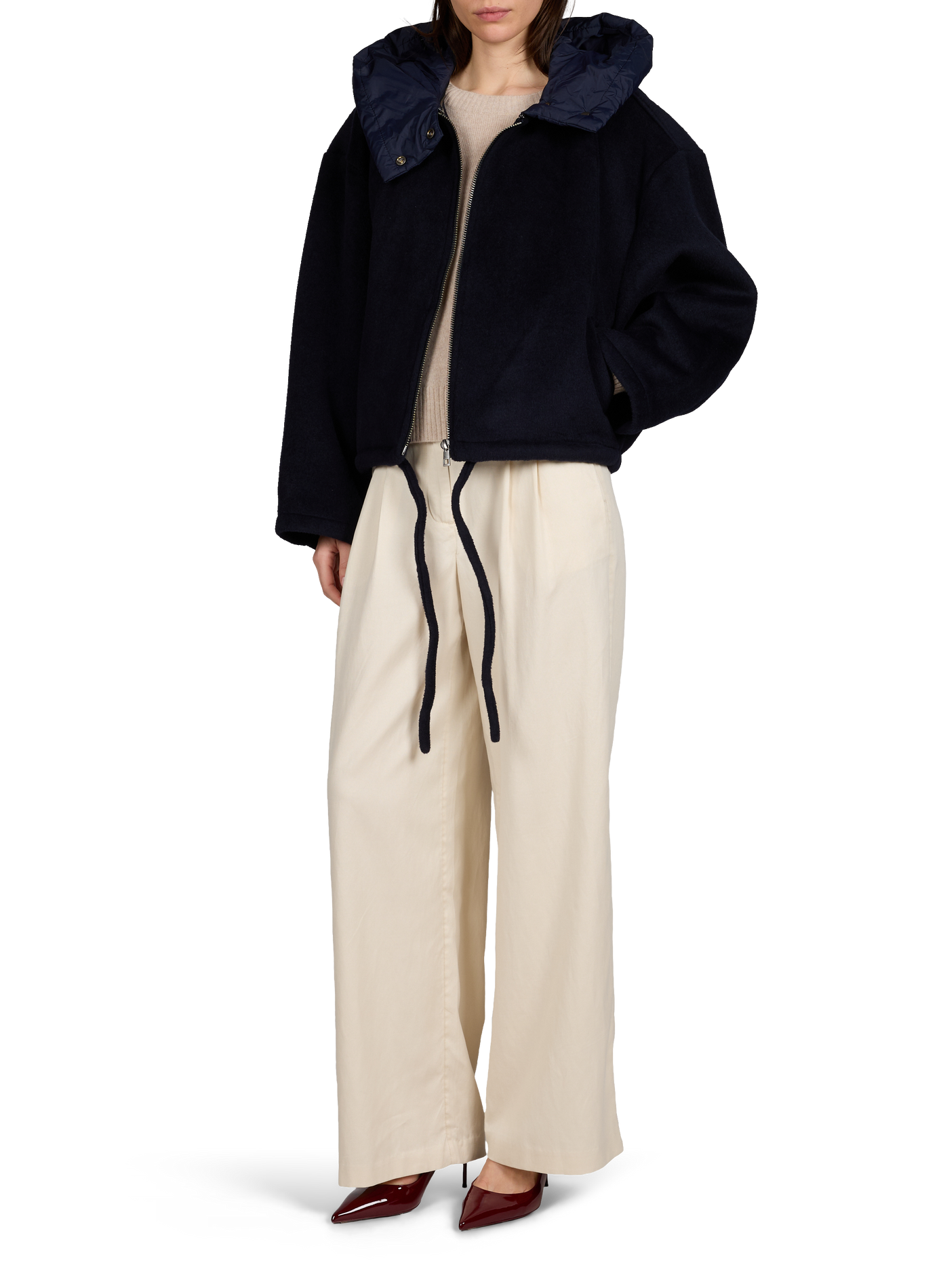 Manteau à capuche amovible en coton mélangé OBJECT Bleu