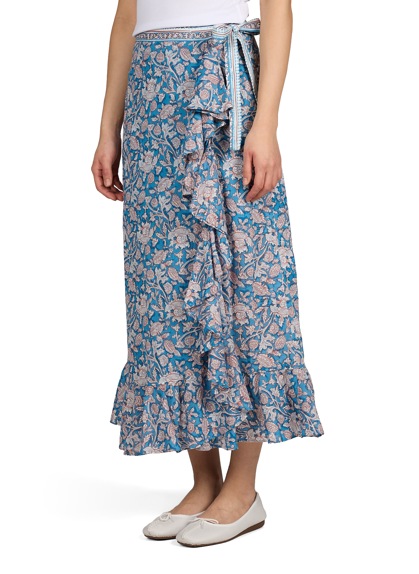 Jupe évasée volants à motifs Imelda en coton LOUISE MISHA Bleu