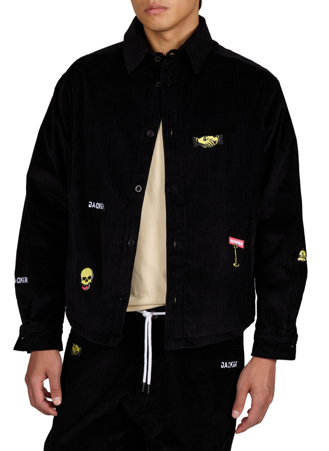 Surchemise droite côtelée en coton JACKER. Noir
