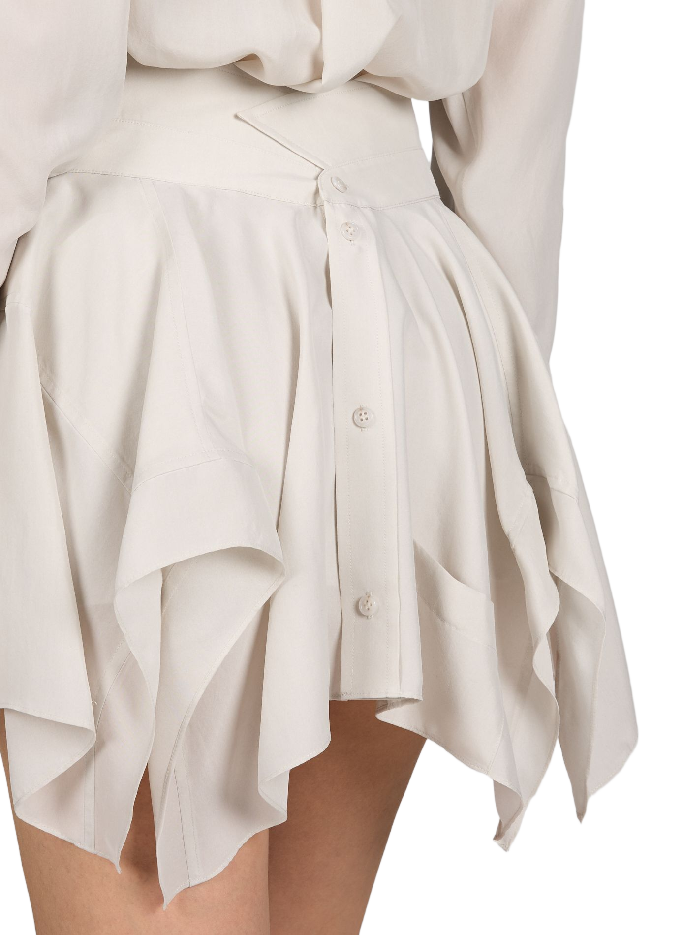 Robe chemise courte unie en soie ALEXANDER WANG Blanc