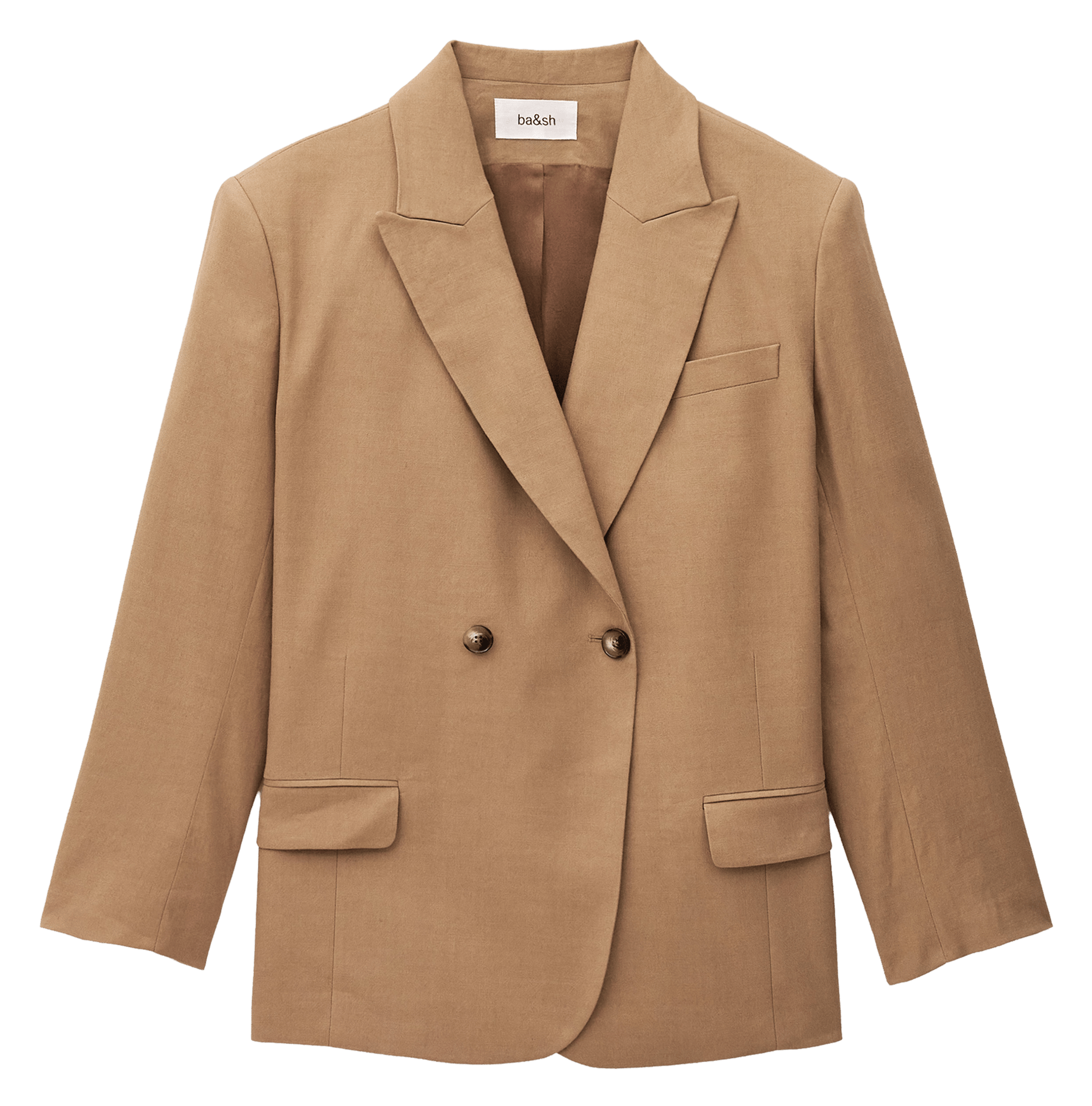 Veste col tailleur en lin mélangé clay Marron