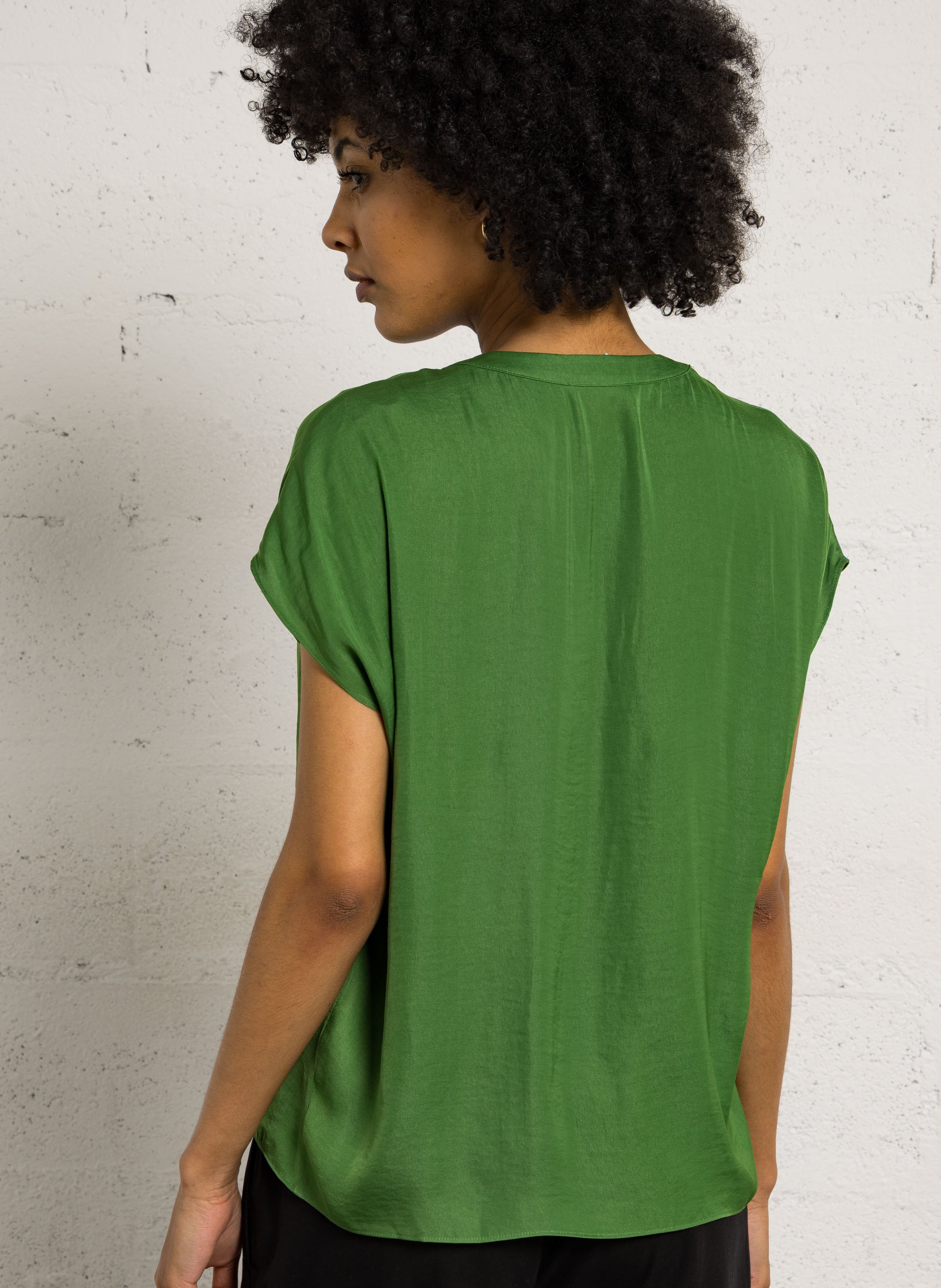 Top satiné col tunisien phany Vert