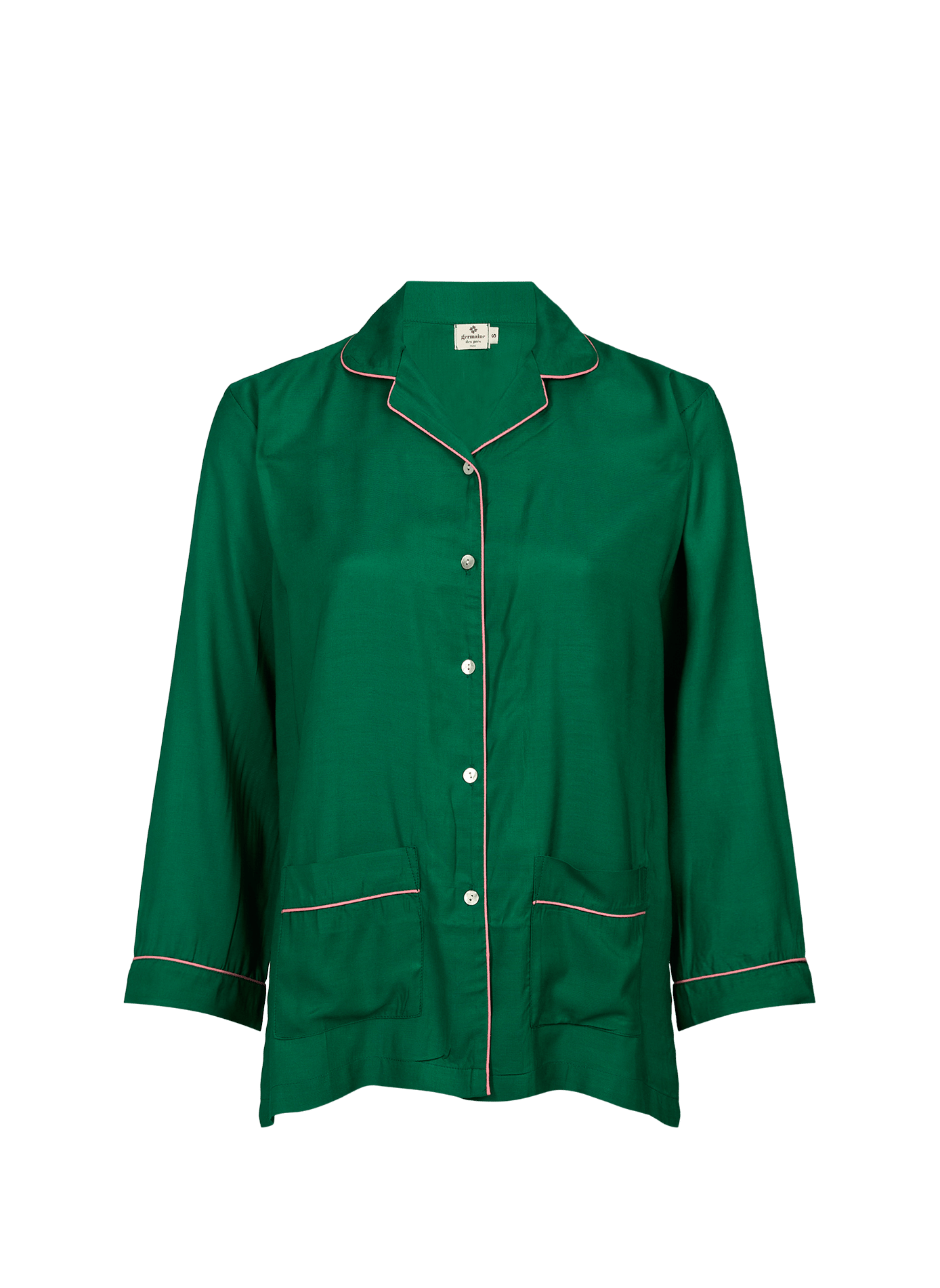 Set of long pajamas in cotton and silk  Emerald