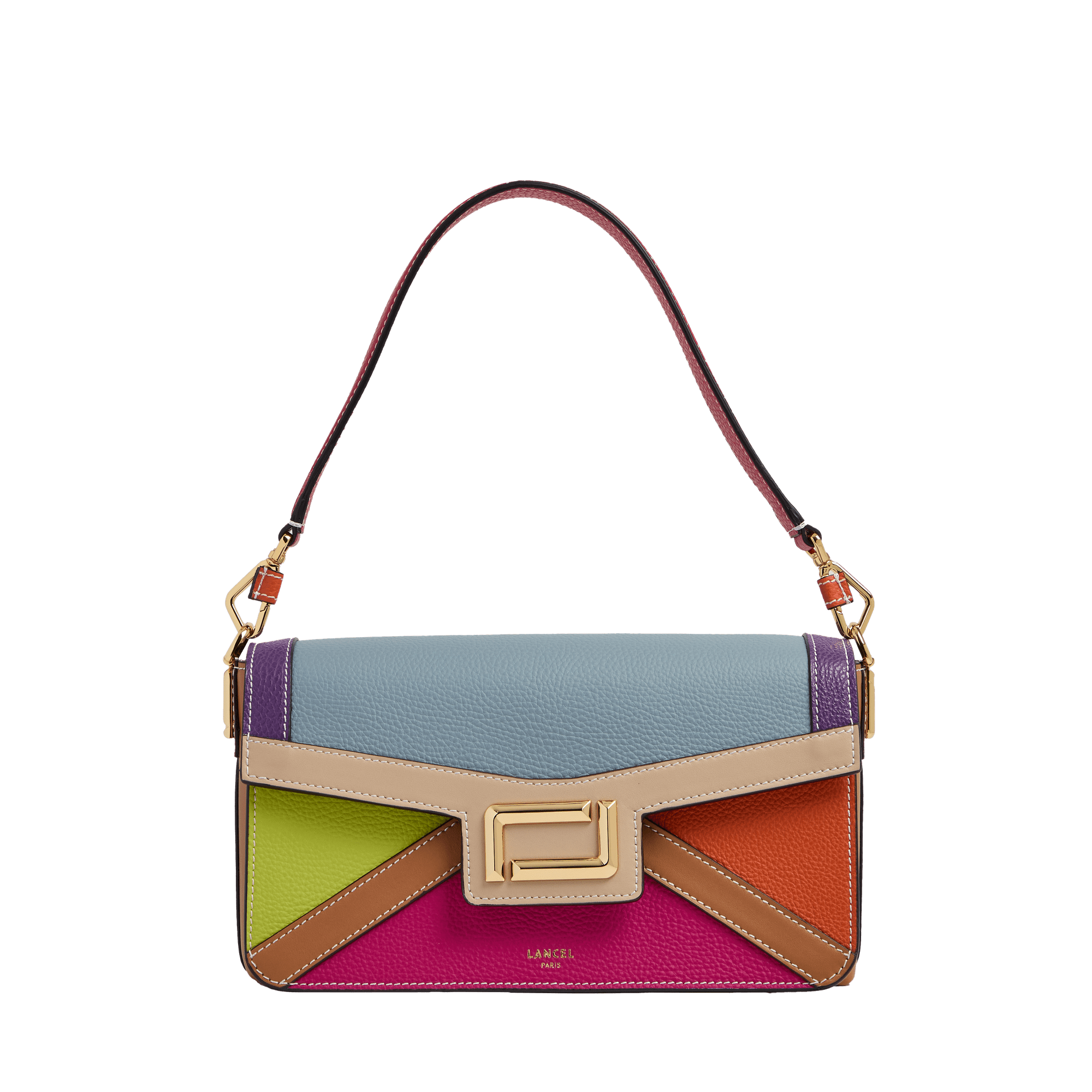 Angèle flap bag medium by lancel in leather LANCEL Purple