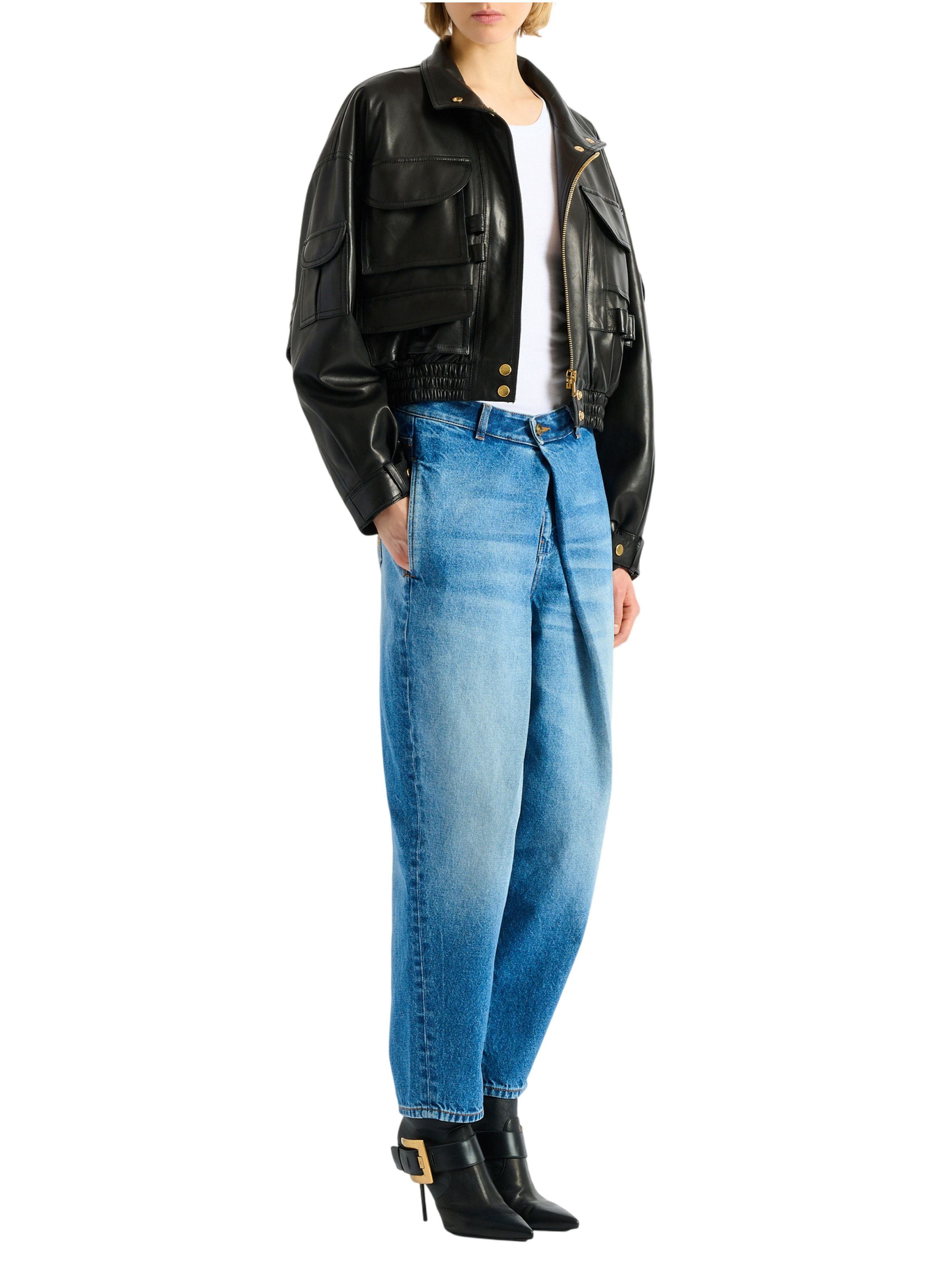 Bomber en cuir d’agneau BALMAIN Noir