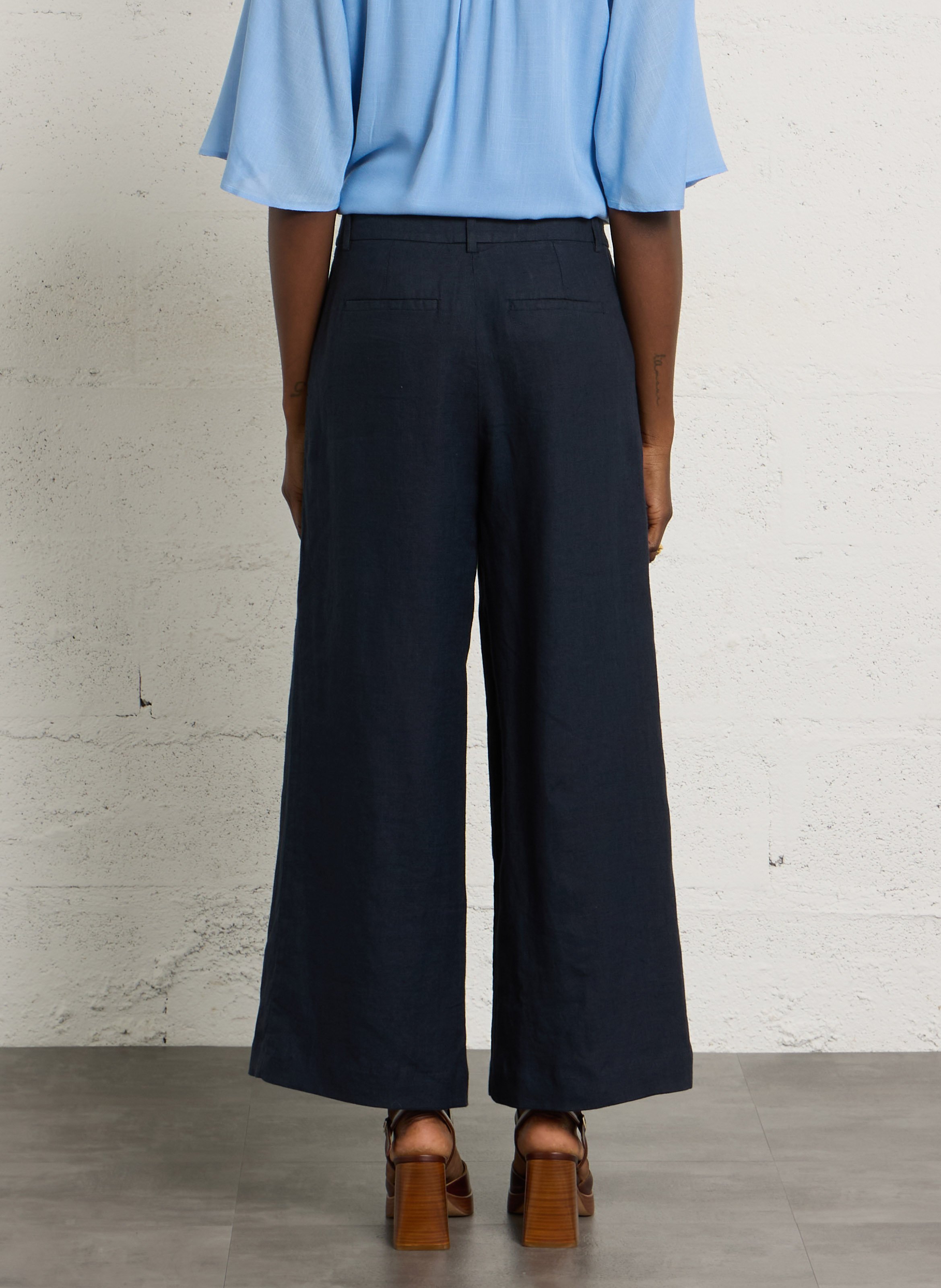 Pantacourt large en lin tino | Violet MAISON 123 Femme