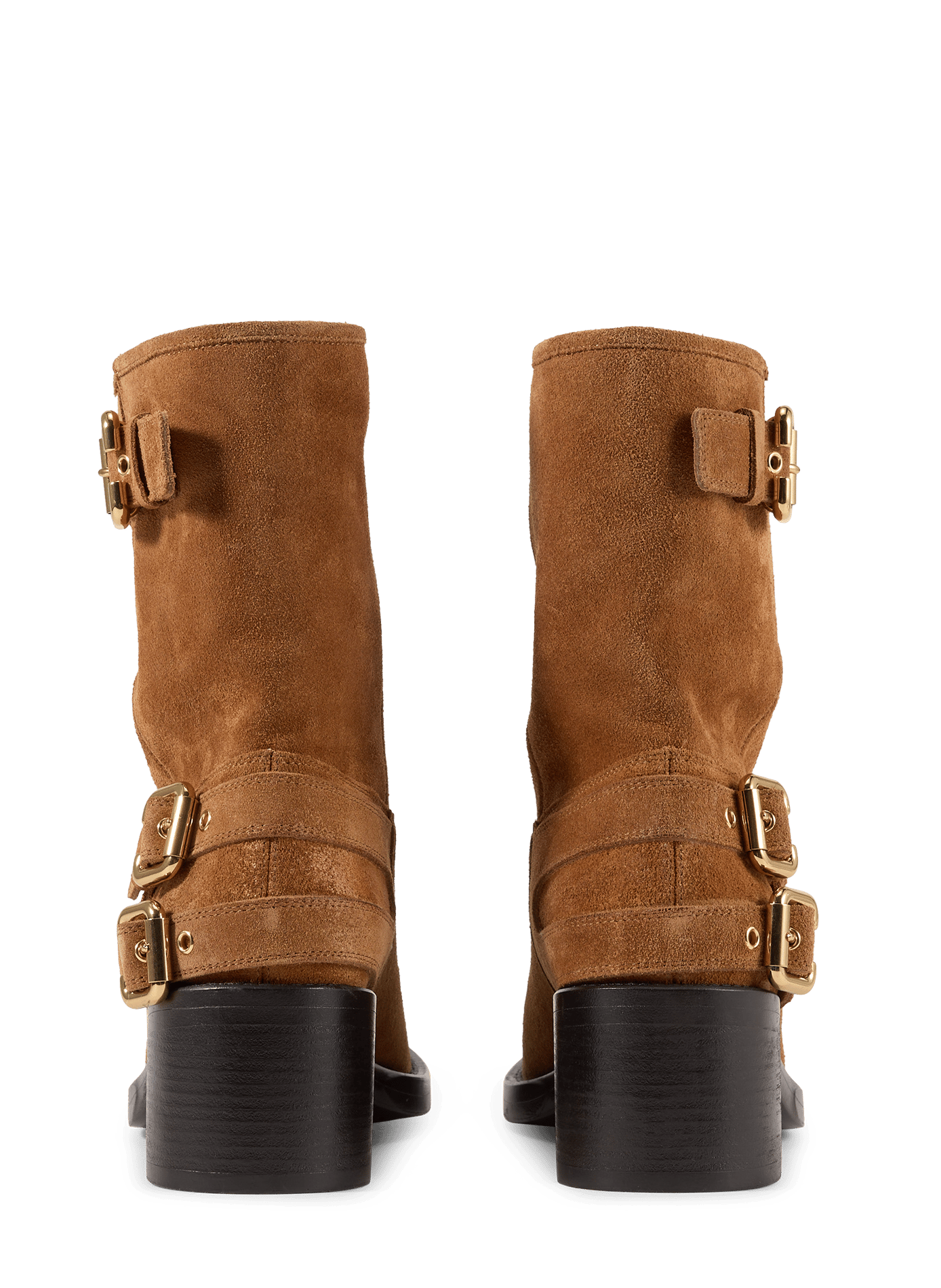 Dakota calf leather buckle ankle boots CHLOÉ Brown