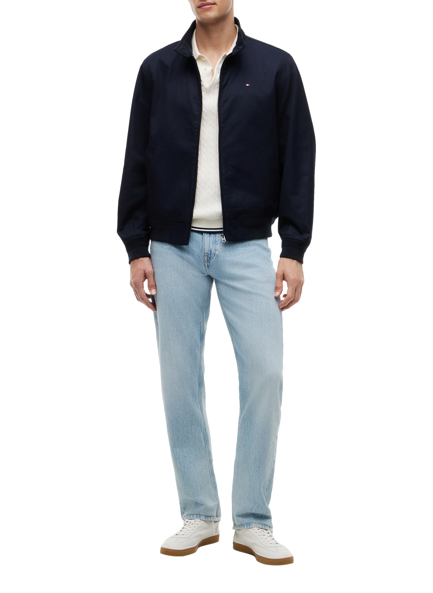 Harrington jacket with embroidered logo in cotton TOMMY HILFIGER Blue