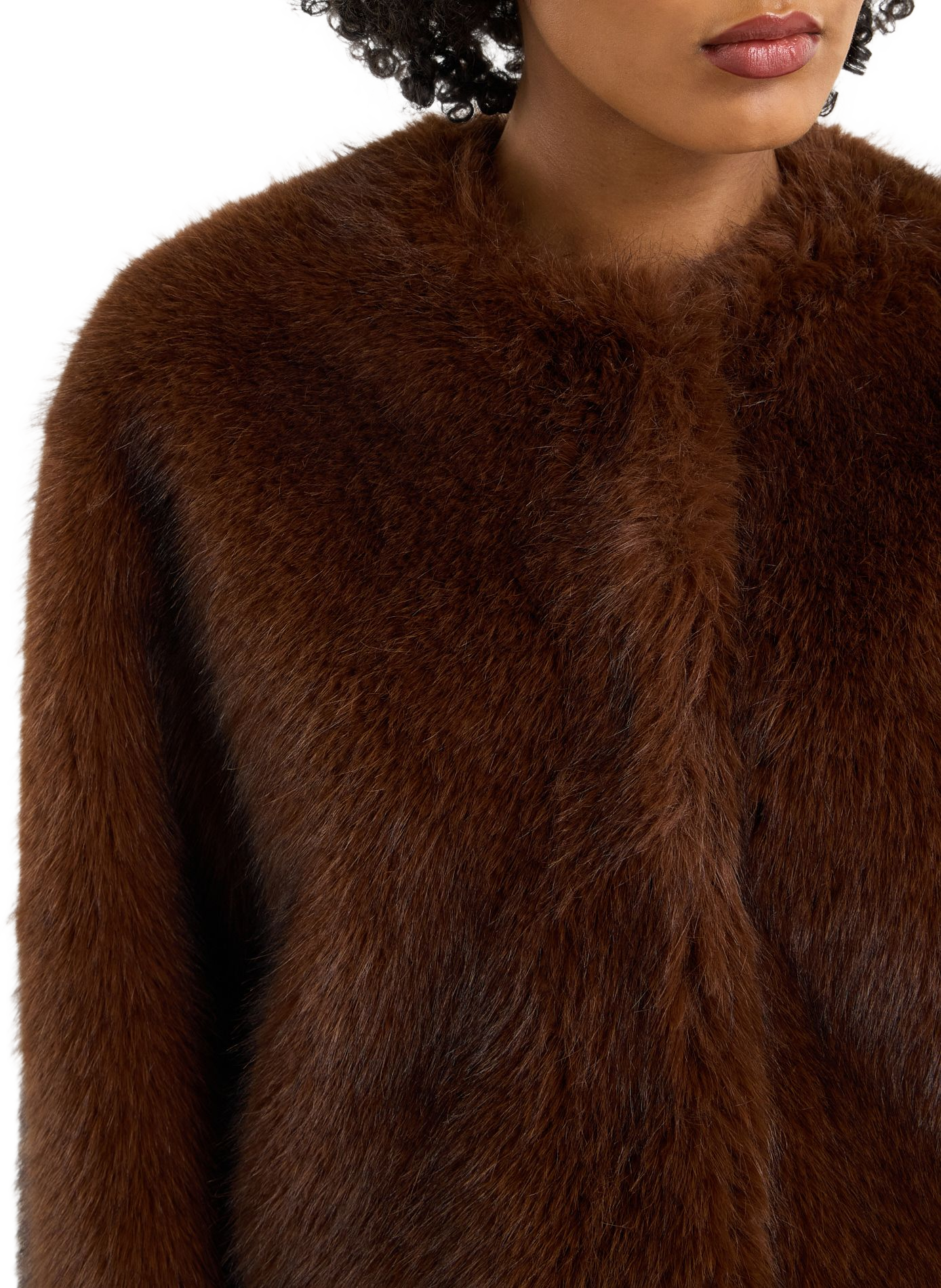 Round neck coat SAISON 1865 Brown