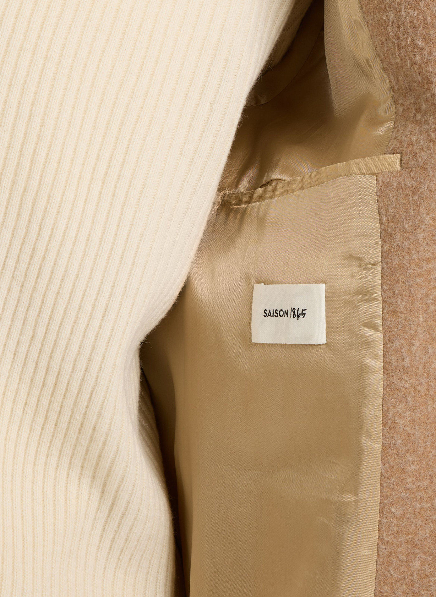Manteau long uni en laine mélangée SAISON 1865 Beige