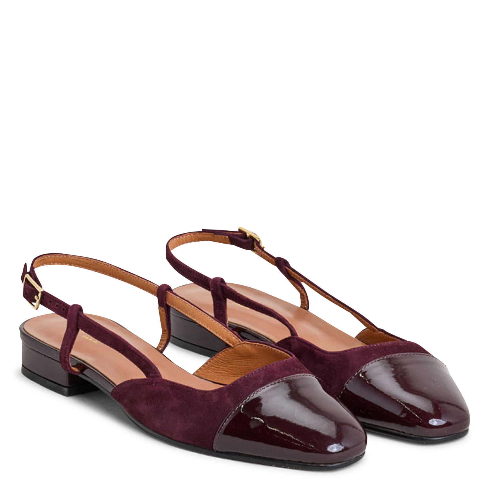 Ballerines en cuir bi-matière dhapou | Rouge JONAK Femme