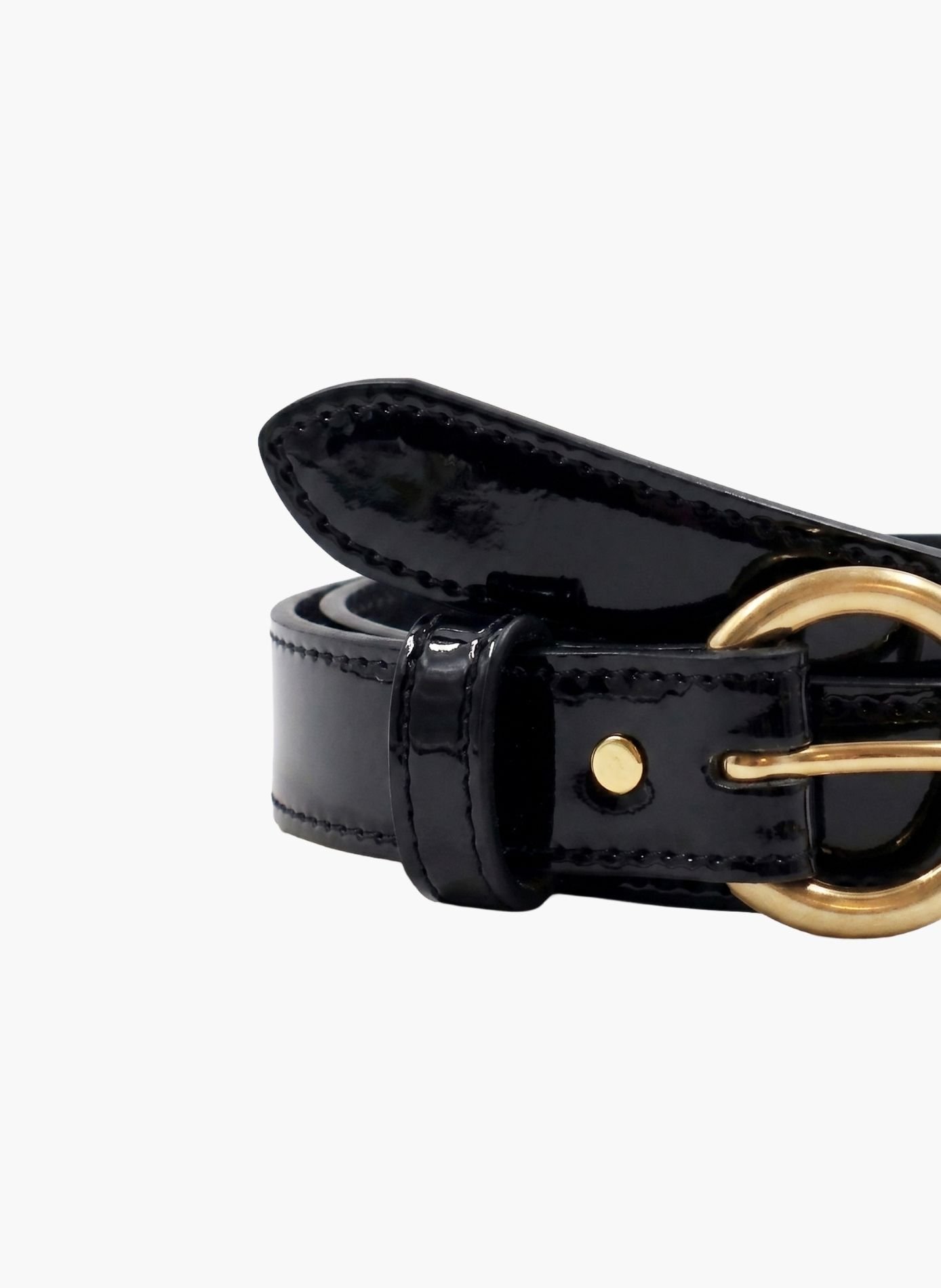 Ceinture boucle d'or cuir vernis JULES & JENN Noir