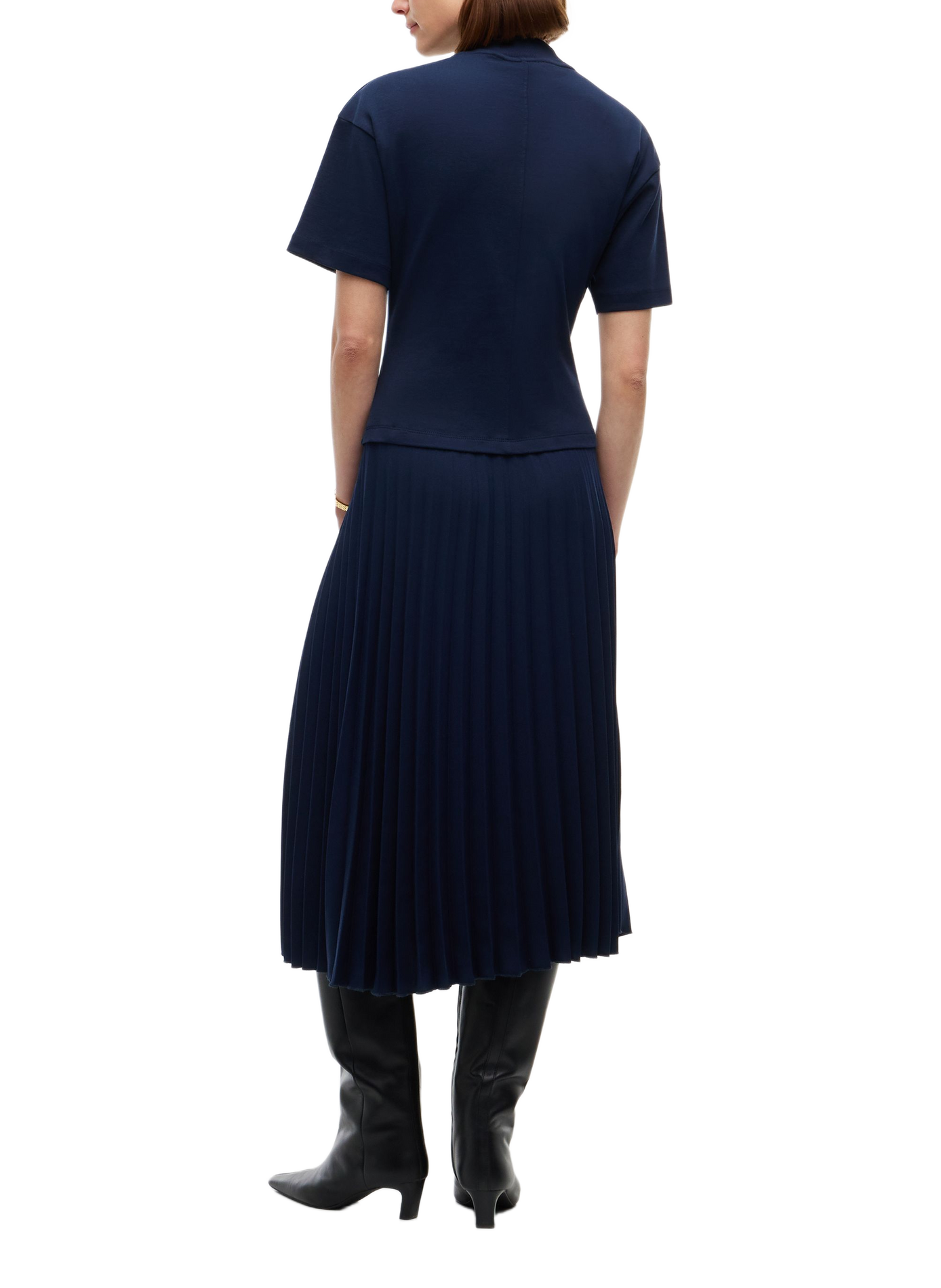 Robe midi plissée en coton TOMMY HILFIGER Bleu