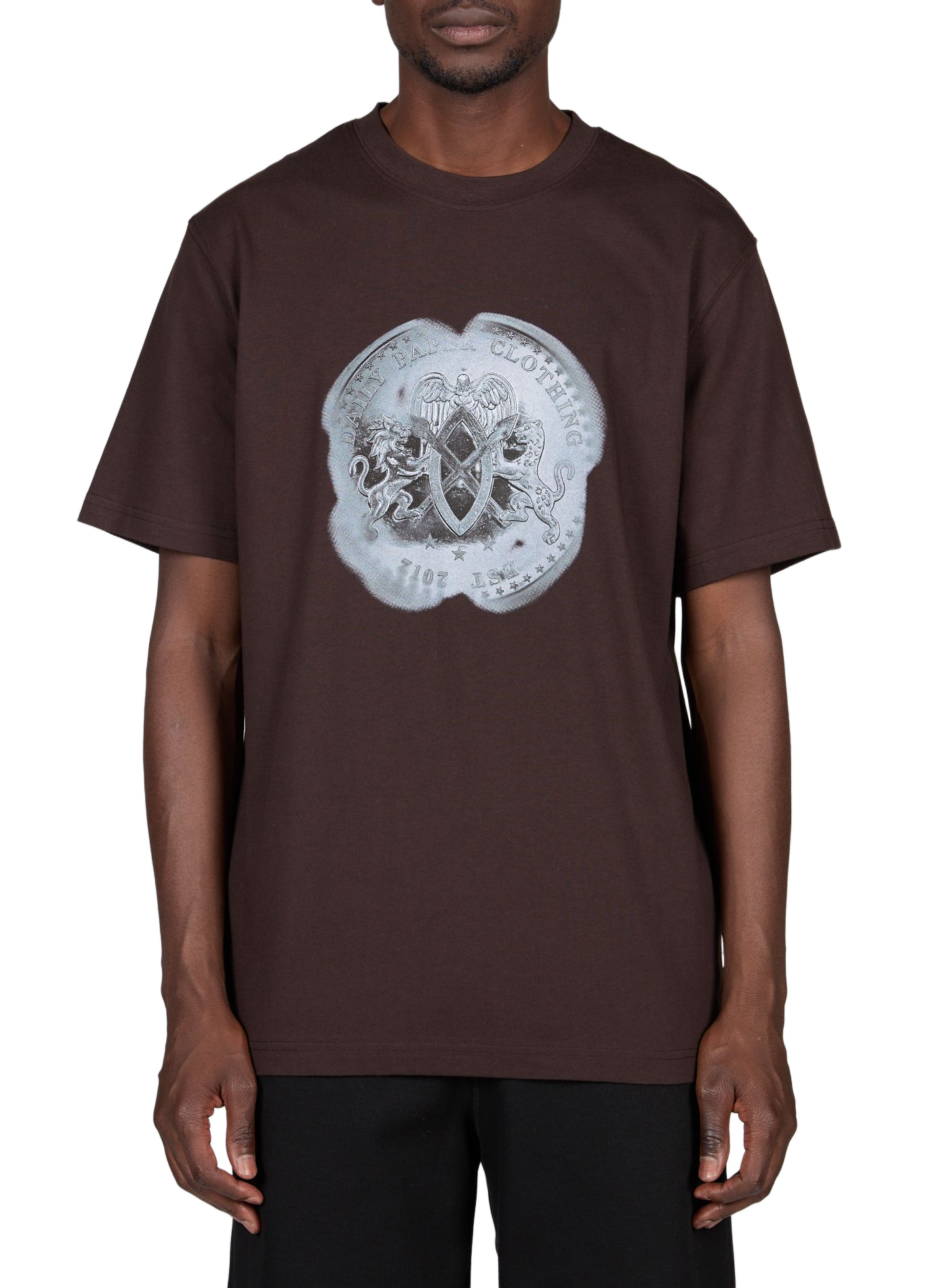 Gerader T-Shirt mit Rundhalsausschnitt und Siebdruck DAILY PAPER Braun
