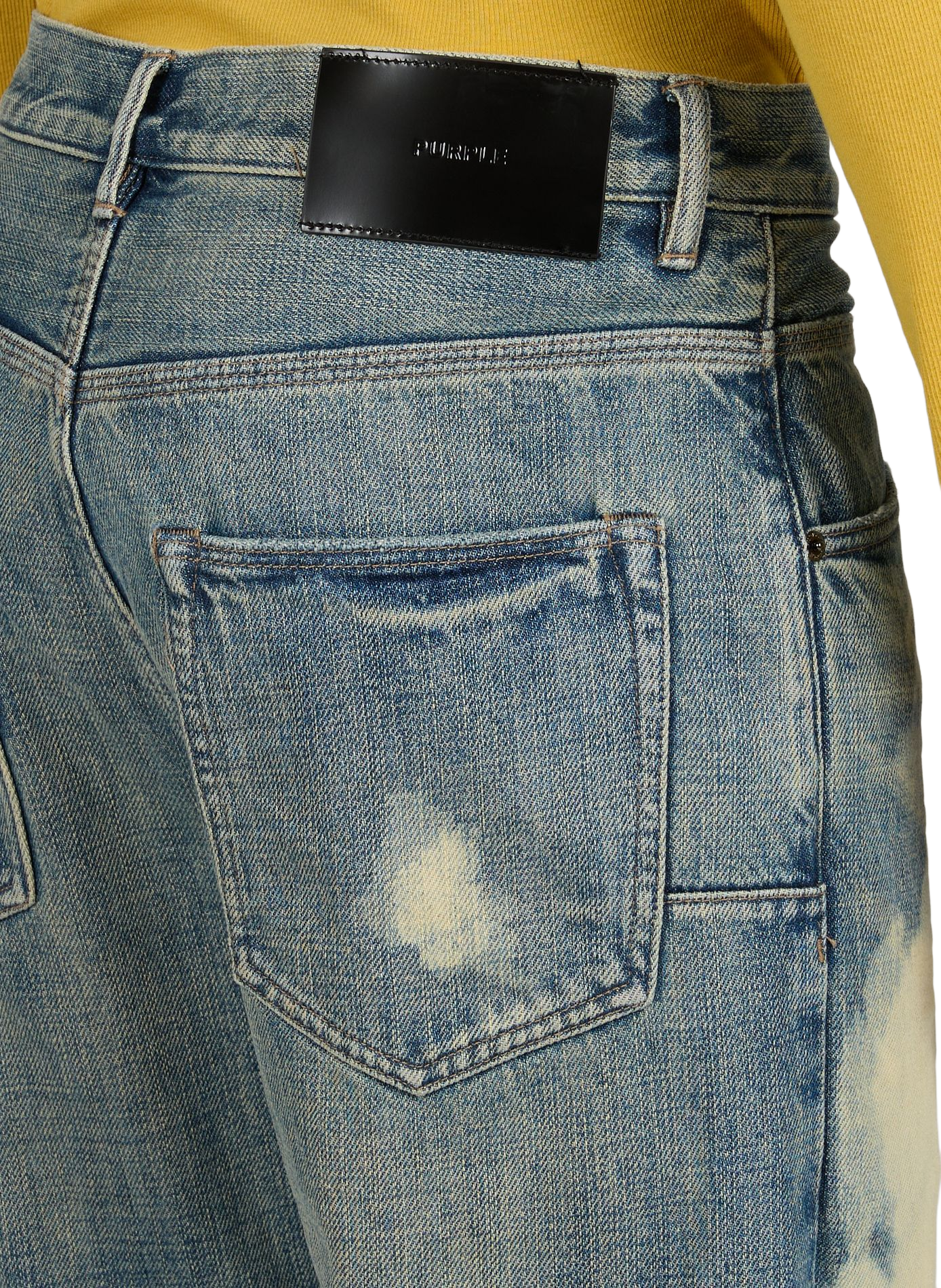 Gewassen en gescheurde jeans van katoen. PURPLE BRAND Blauw