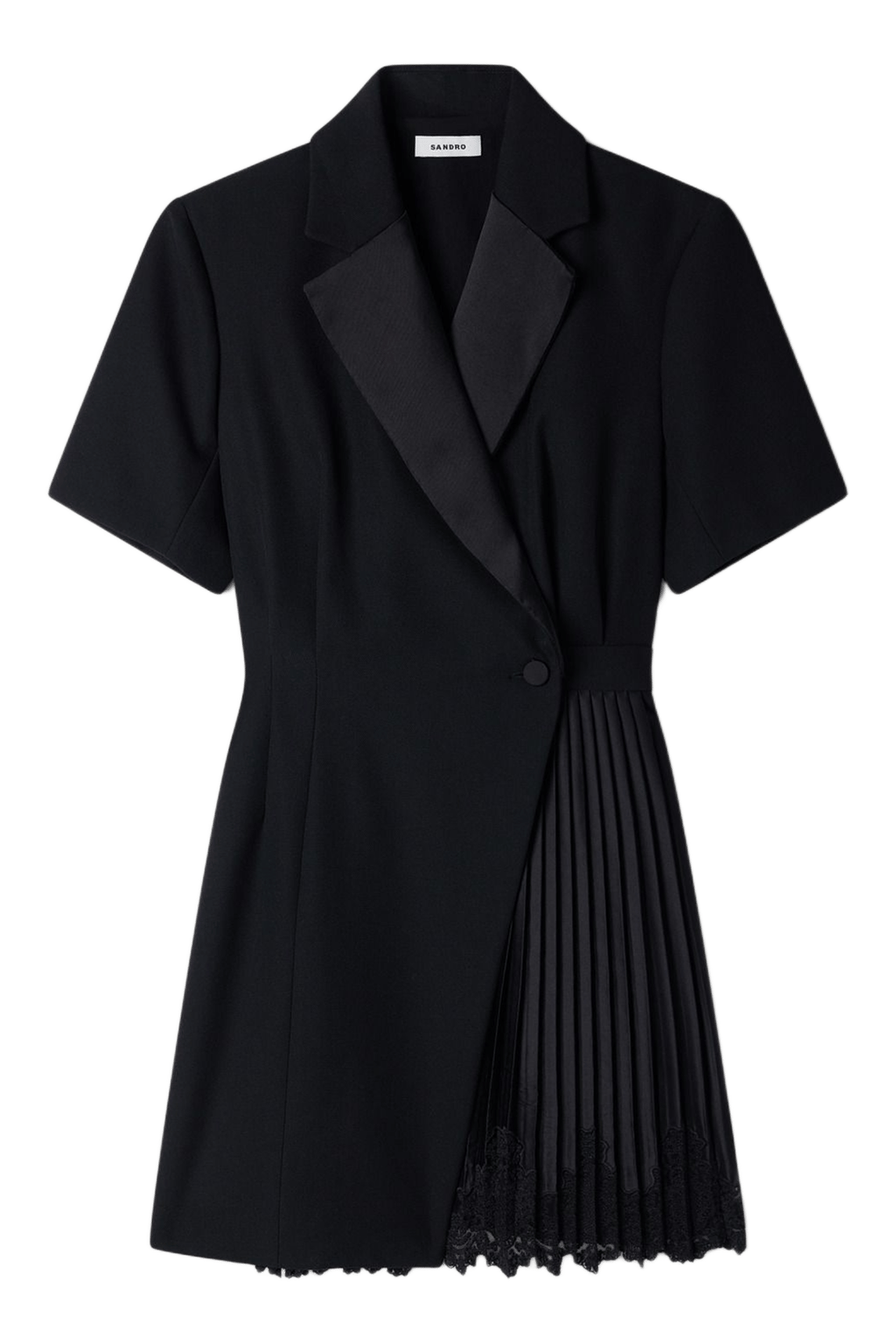 Robe courte droite plissée SANDRO Noir