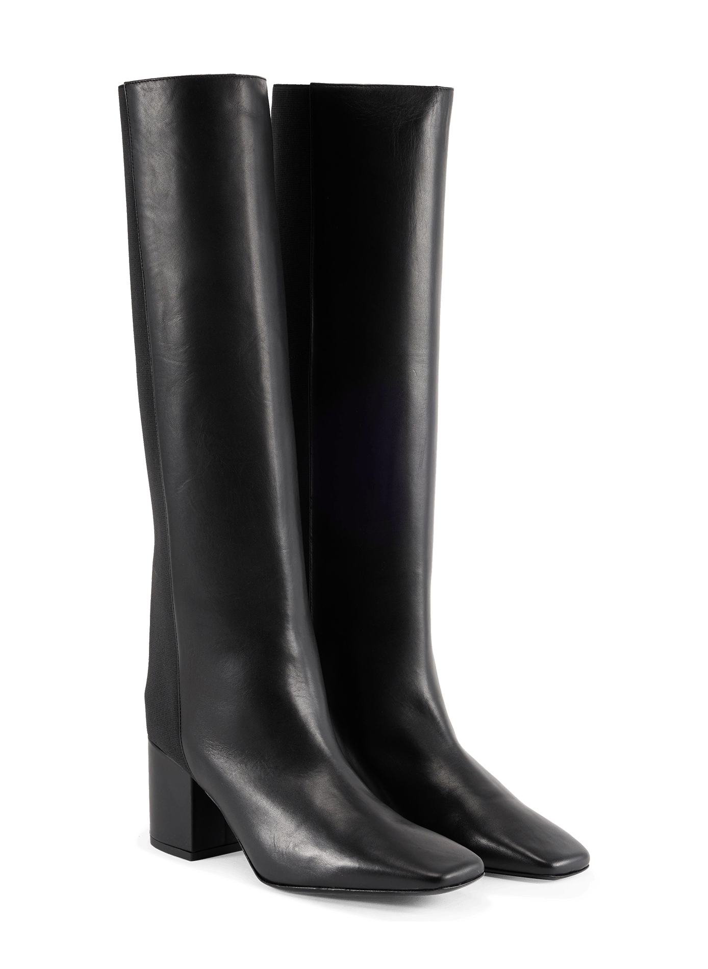 High leather boots with elastic inserts COURRÈGES Black