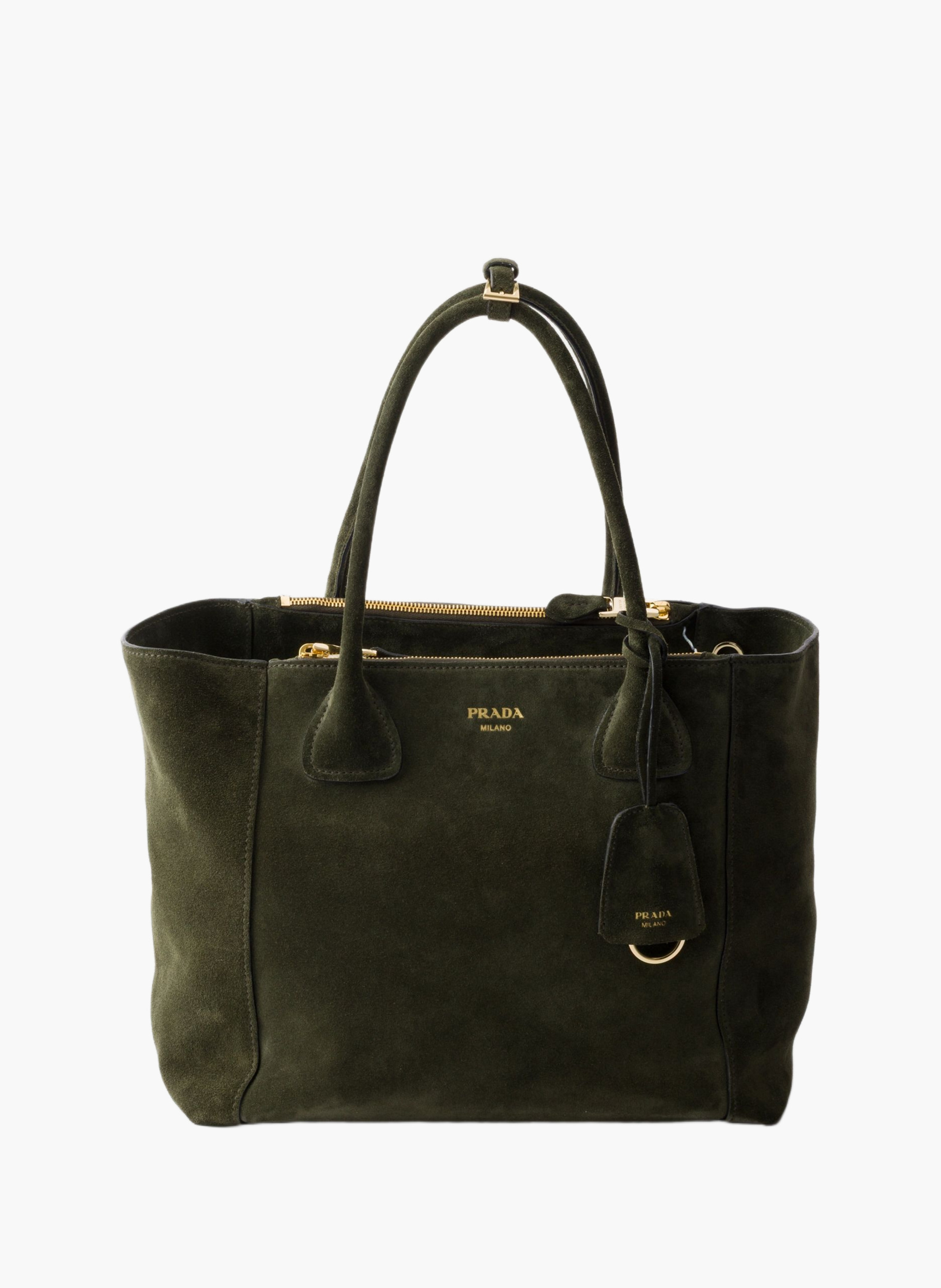 Grand cabas en veau velours PRADA Vert