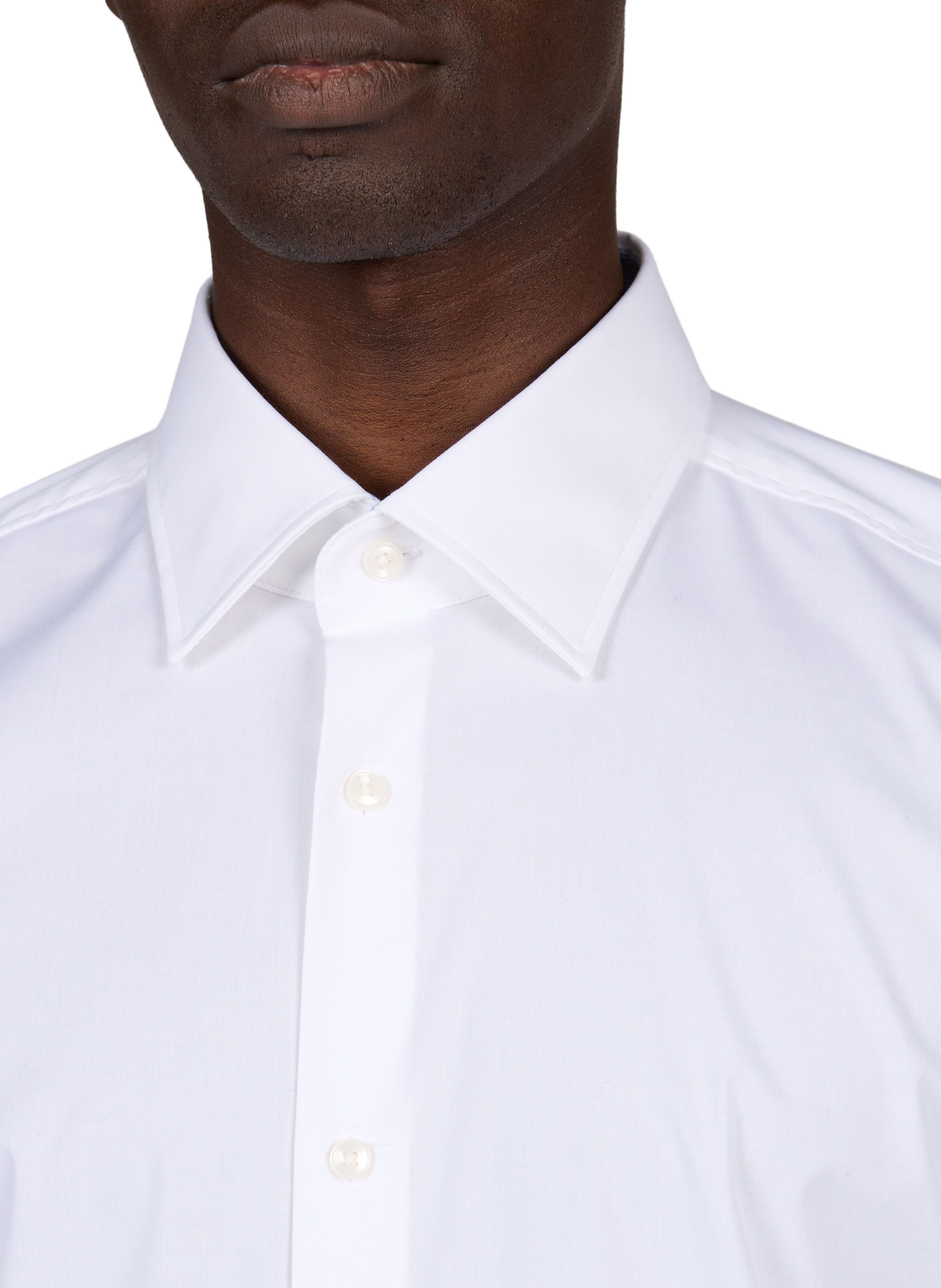 Camisa entallada de algodón mezclado BOSS Blanco