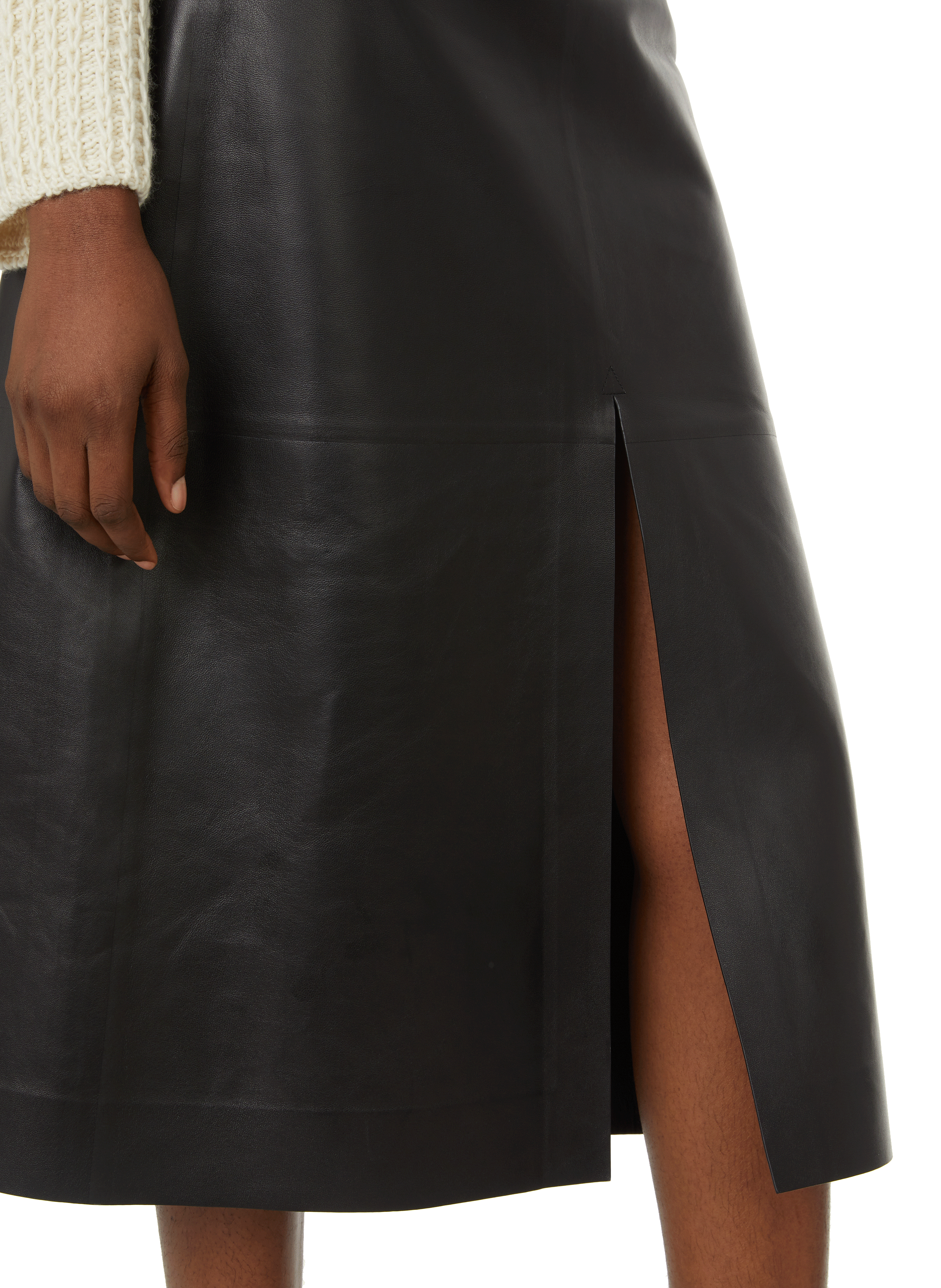 Leather midi skirt CHLOÉ Black