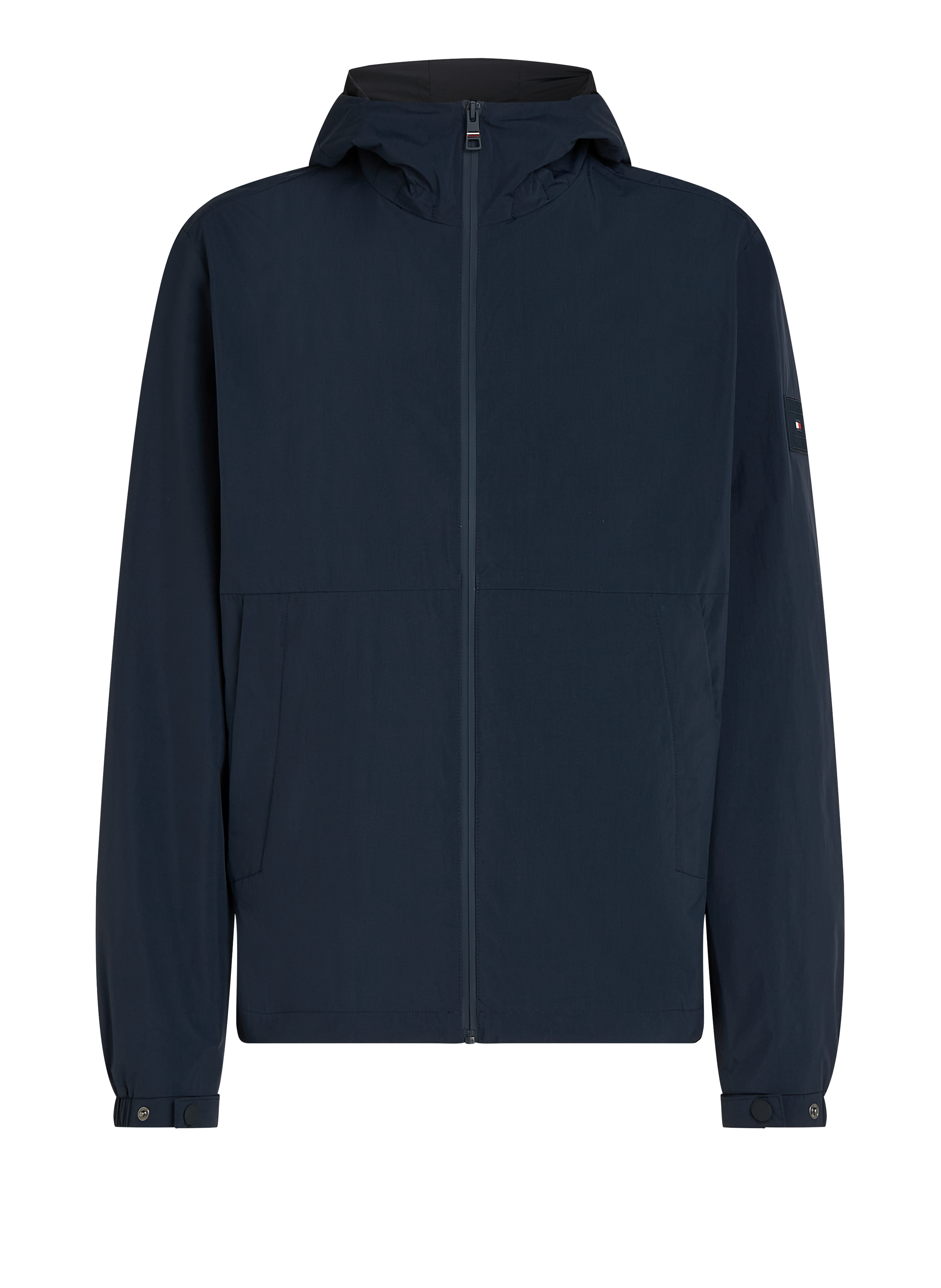 Hooded jacket with logo patch Blue