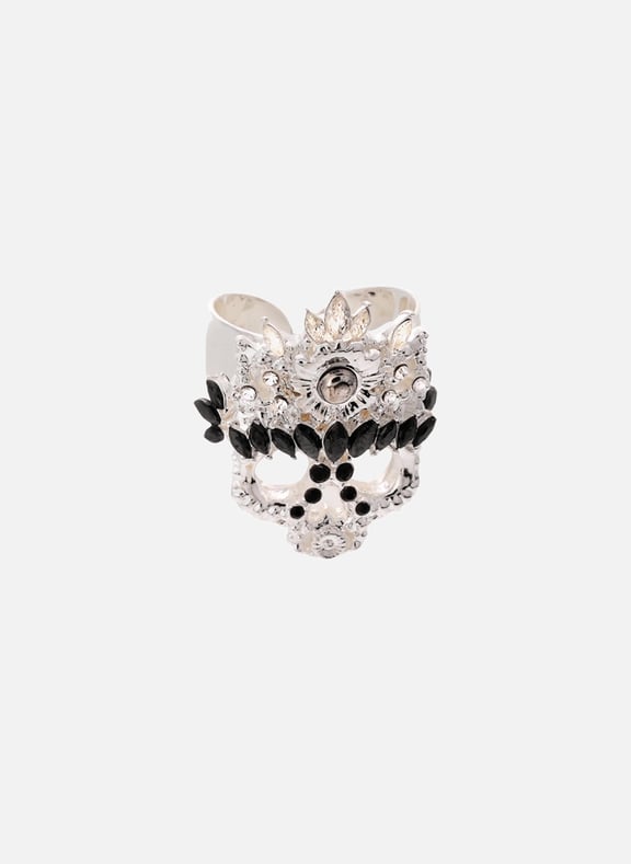Bague ajustable avec cabochon central et strass darker Argent by HIPANEMA HIPANEMA Bague ajustable avec cabochon central et strass darker Argent