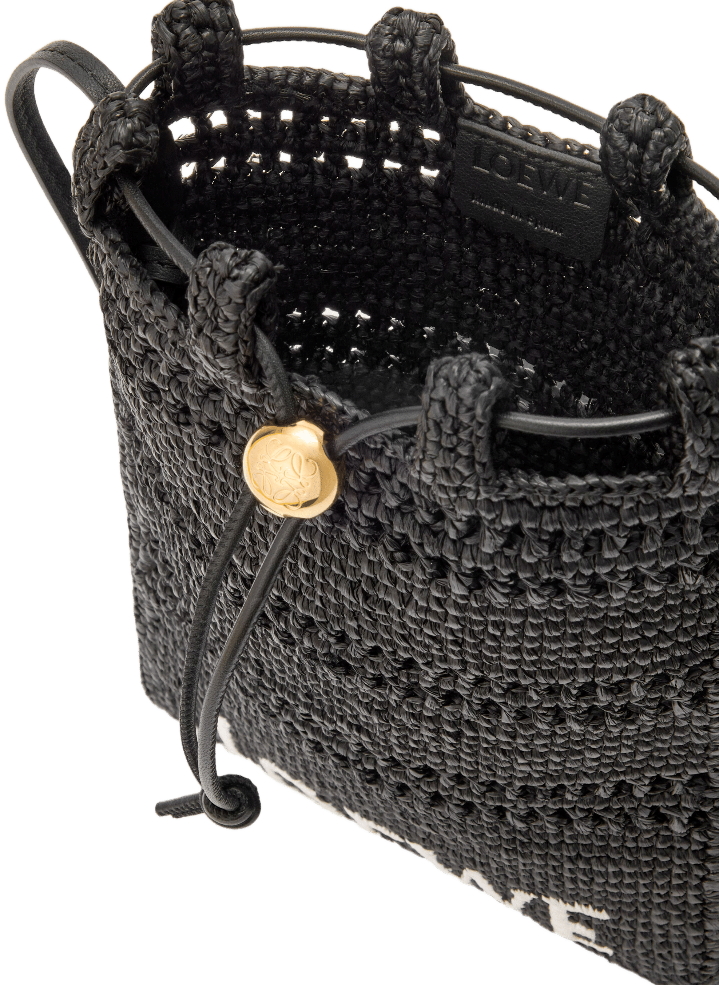 Pochette Drawstring en raphia LOEWE Noir