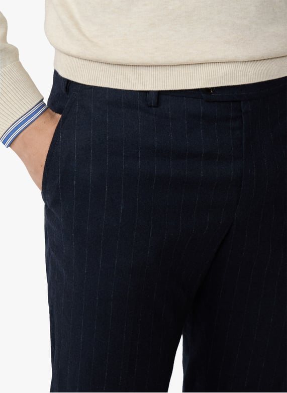 Pantalon droit rayé en laine | Bleu by FACONNABLE Pantalon droit rayé en laine Bleu