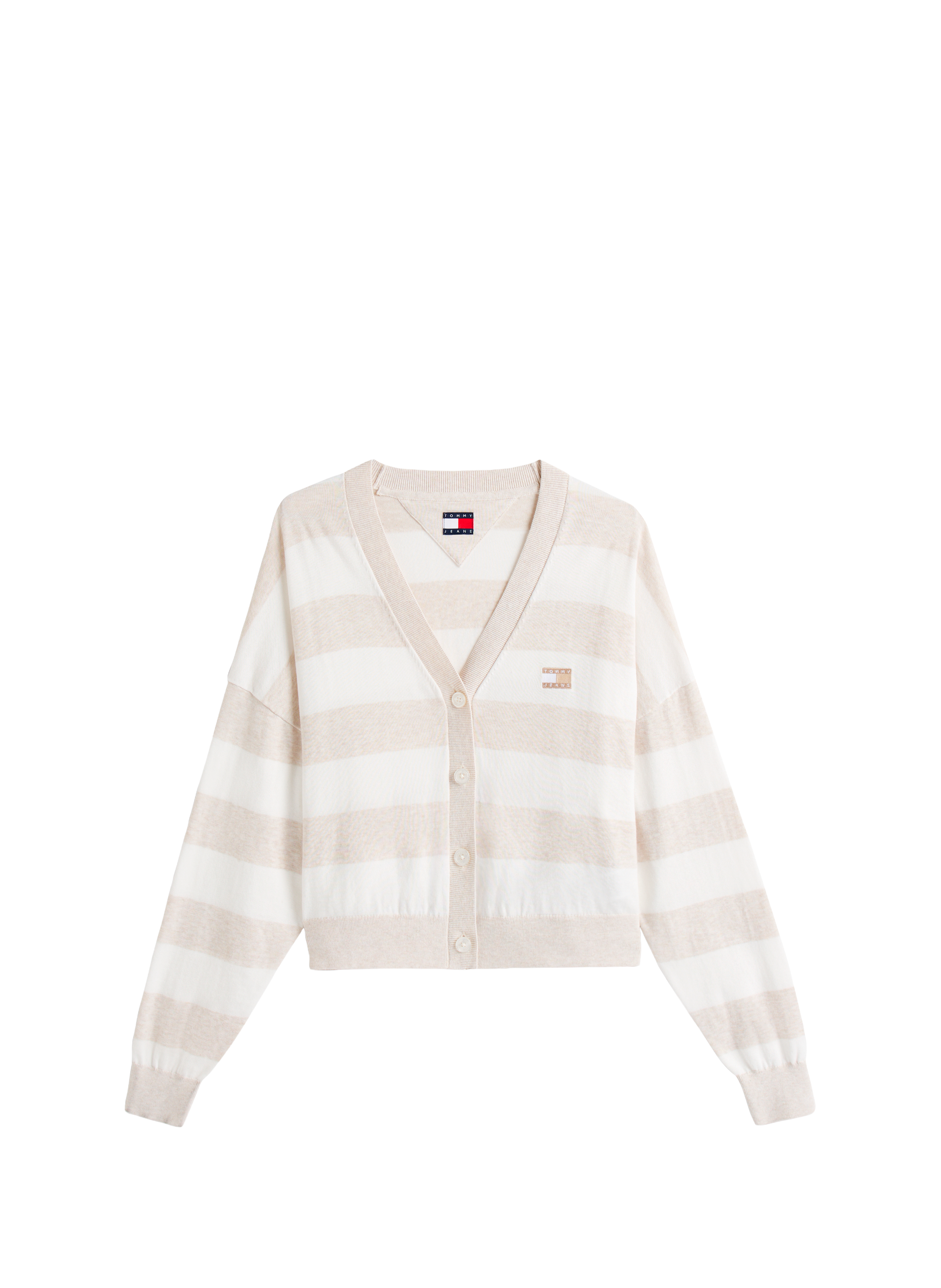Cardigan rayé en coton TOMMY HILFIGER Beige