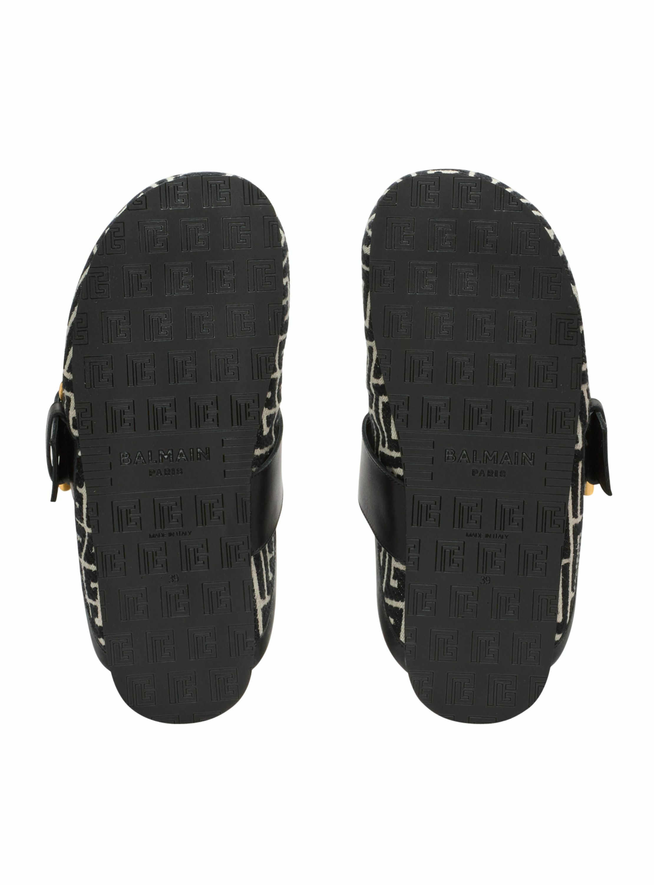 Mules anthem en toile jacquard à monogramme pb BALMAIN Noir