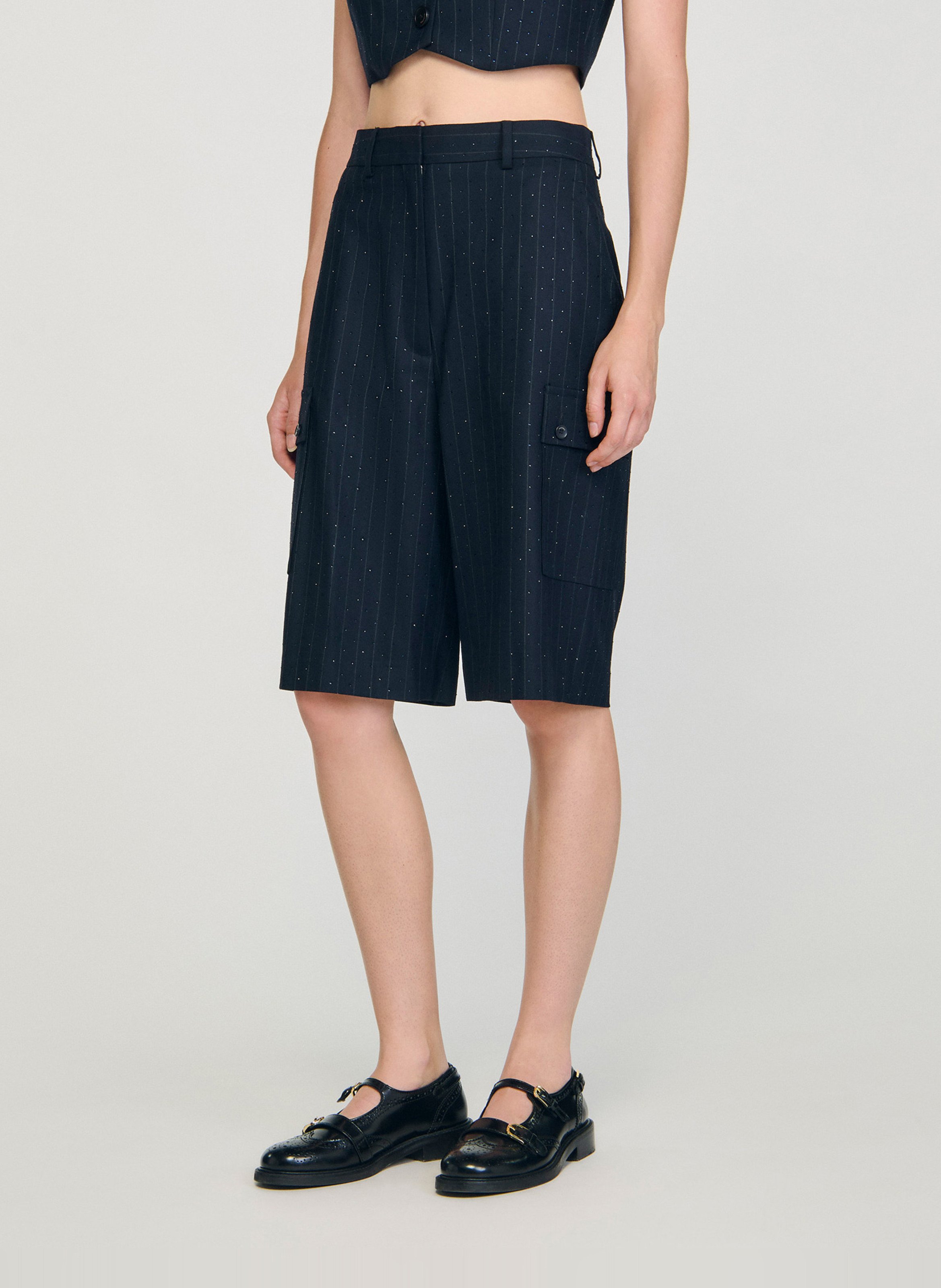 Bermuda droit en laine mélangée SANDRO Bleu